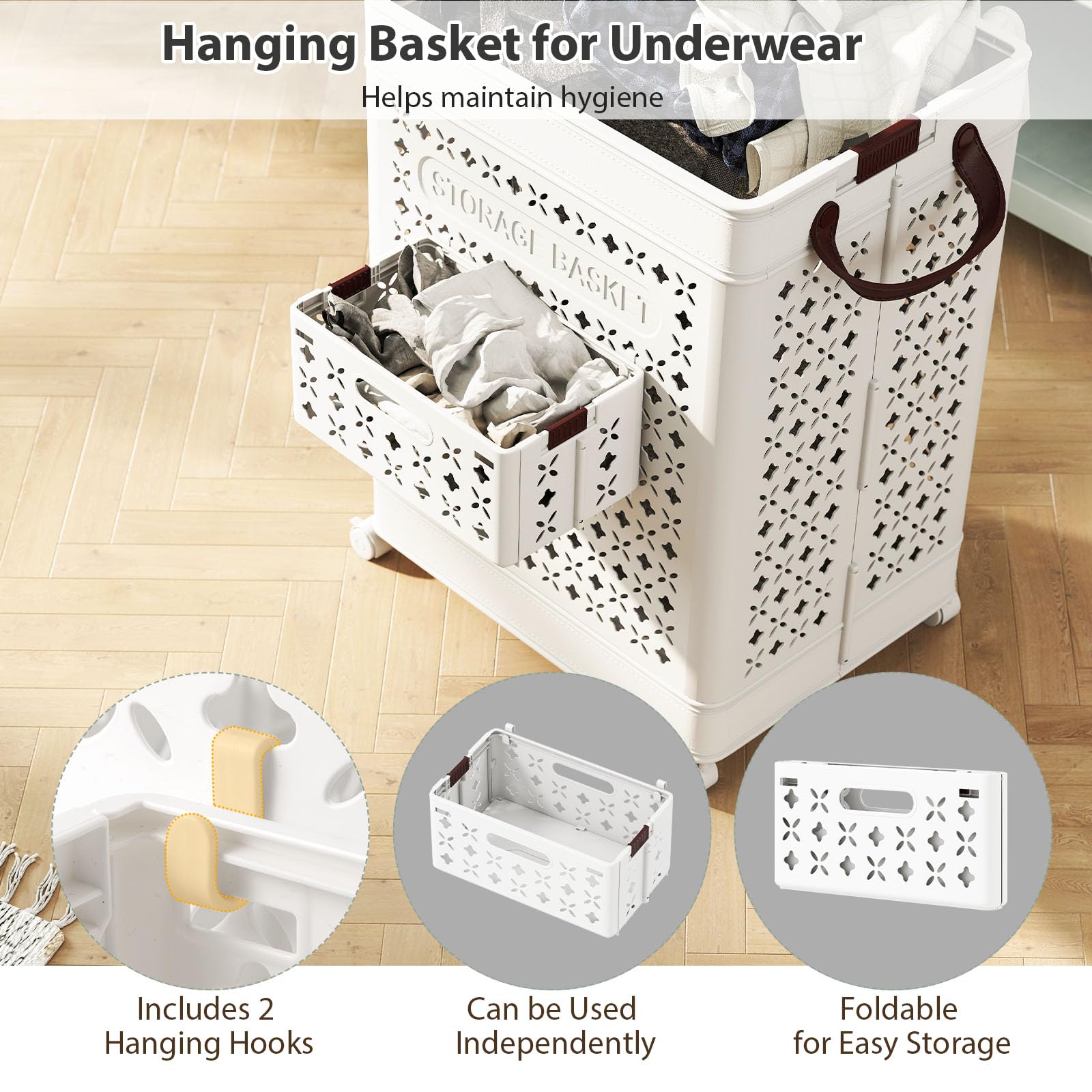 LIFEZEAL Laundry Baskets - Cesto portabiancheria pieghevole con ruote