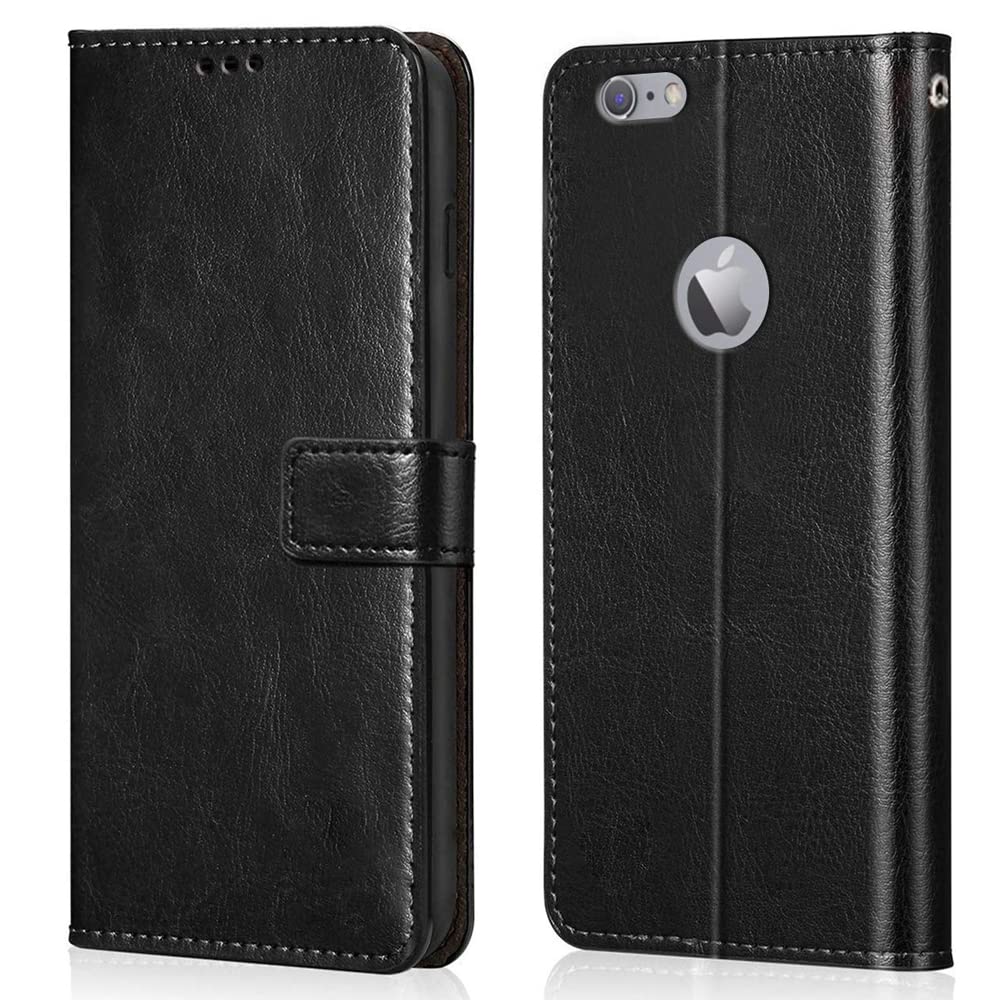 WOW IMAGINE Shock Proof Flip Cover Back Case Cover for Apple iPhone 6 Plus | 6S Plus (Flexible | Leather Finish | Card Pockets Wallet & Stand | Black)