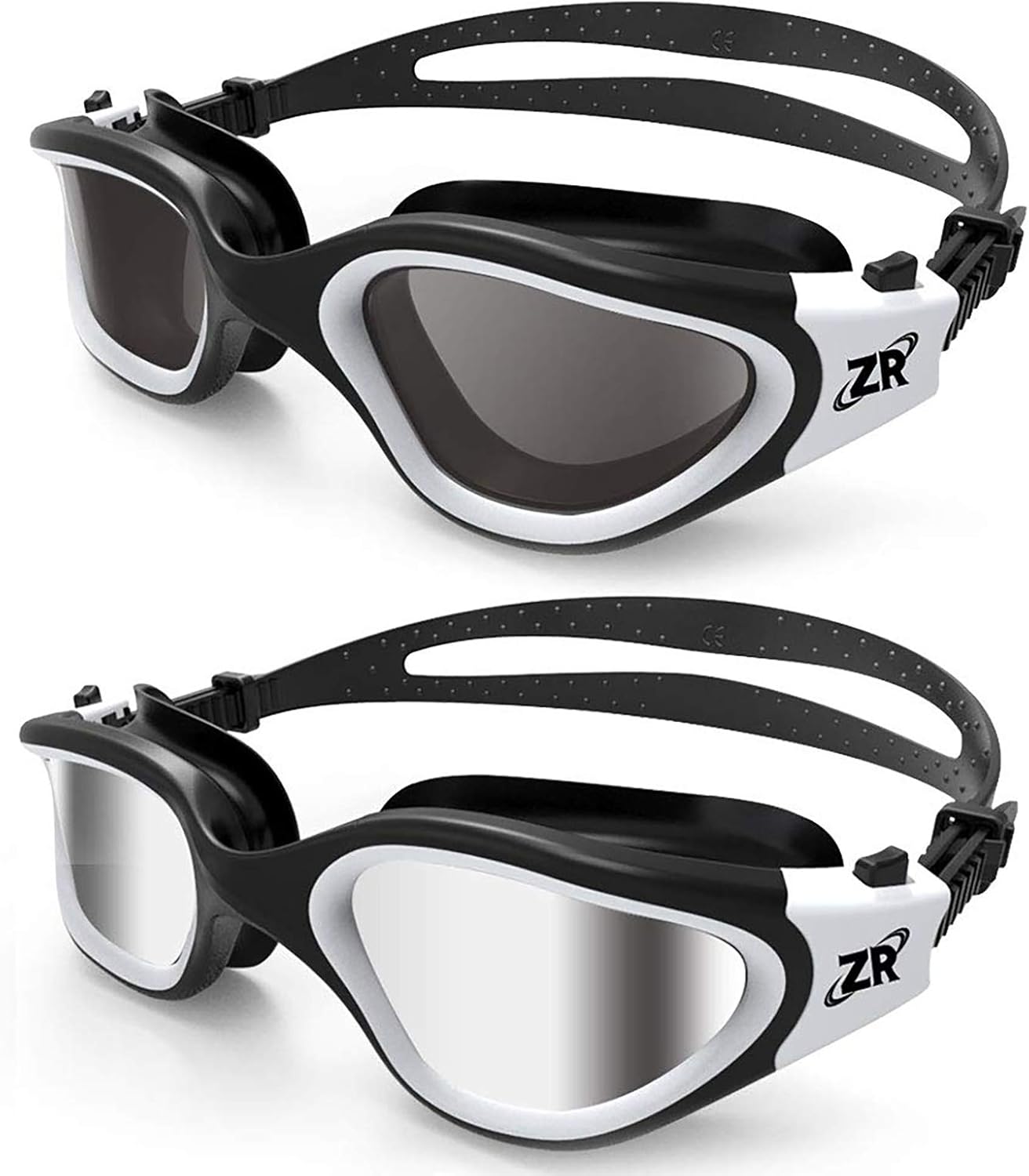 ZIONOR Swimming Goggles, 2 Packs G1 Polarized Swim Goggles UV Protection Watertight Anti-fog Adjustable Strap for Adult Men and Women (BlackWhite+ClearWhite) : Sports & Outdoors
