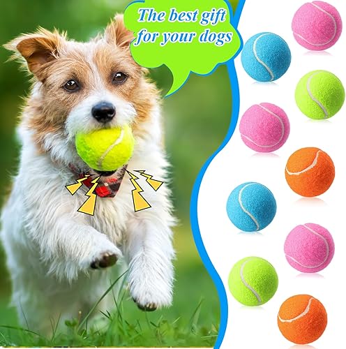 Miniatura 4 de Skylety 40 pelotas de tenis chirriantes de 2.5 pulgadas a granel para perros y mascotas, juguetes interactivos, pelota de tenis de práctica fácil de