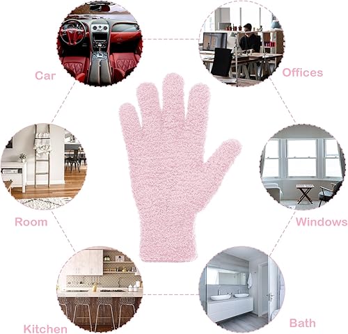 Vista 37 de Patelai Guantes de microfibra para plantas, guantes de limpieza de polvo, color azul marino, 4