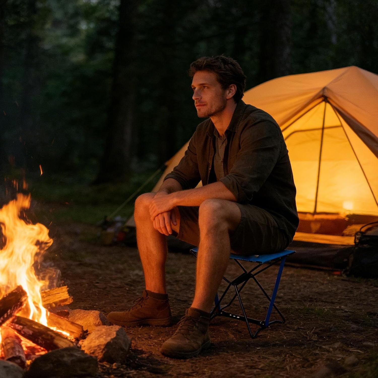 Folding Stool - Lightweight Heavy Duty Small Seat | Small Folding Stool Camping Chair | for Outdoor Camping Hiking Backpacking Picnic Travel Beach Pool Stadium Events