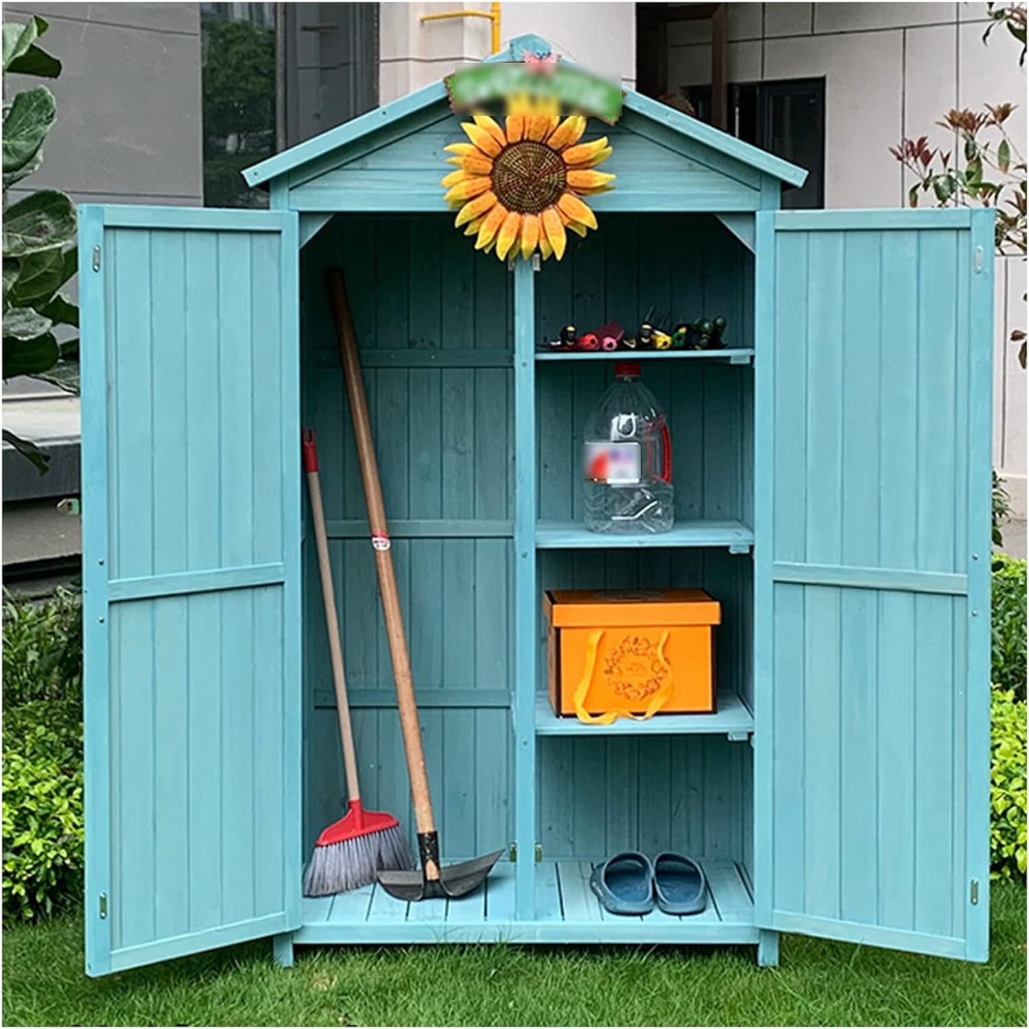 Potting Bench, Storage Cabinet,Outdoor Storage Cabinet,Outside Tools Wooden Cabinet,with Large Space,for Backyards, Garden(Blue)