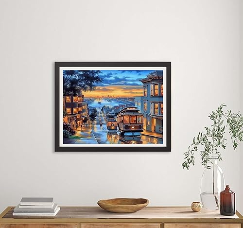 Miniatura 3 de Kaliosy Kit de pintura por números para adultos pueblos pequeños, pintura al óleo, paisajes sobre lienzo, pintura con pinceles, acrílico,