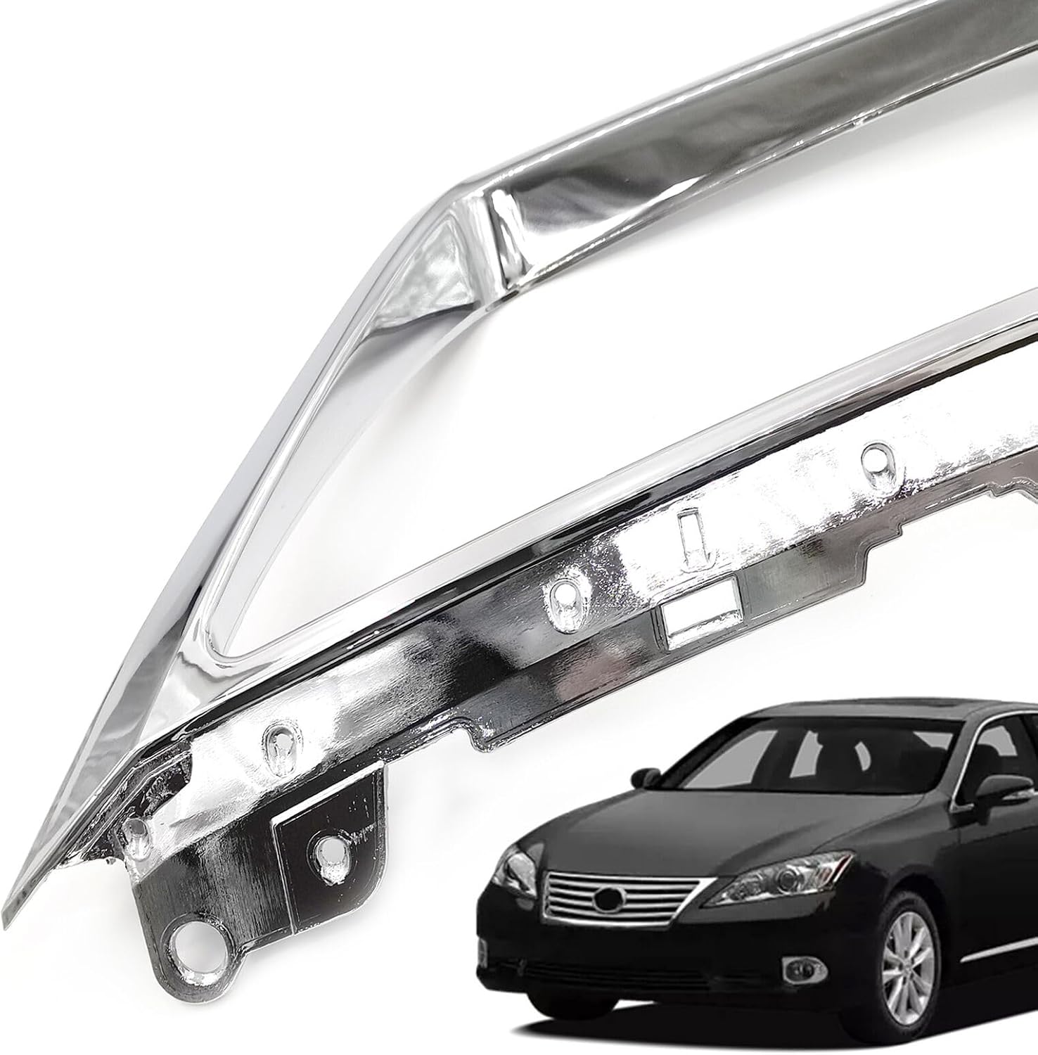 Bewild Front Bumper Upper Grille Grill & Chrome Molding Trim Set Fit for 2010 2011 2012 Lexus ES350 5311133350, 5311233080, LX1200130, LX1210103