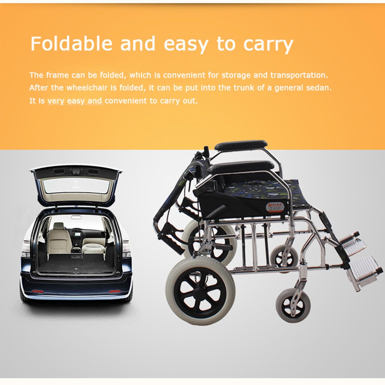 Sedia A Rotelle Pieghevole,La Sedia A Rotelle Manuale Anziana Piccola E Leggera Gita Domestica Pieghevole Ausilio per La Deambulazione Carrello Portatile per Disabili Scooter A
