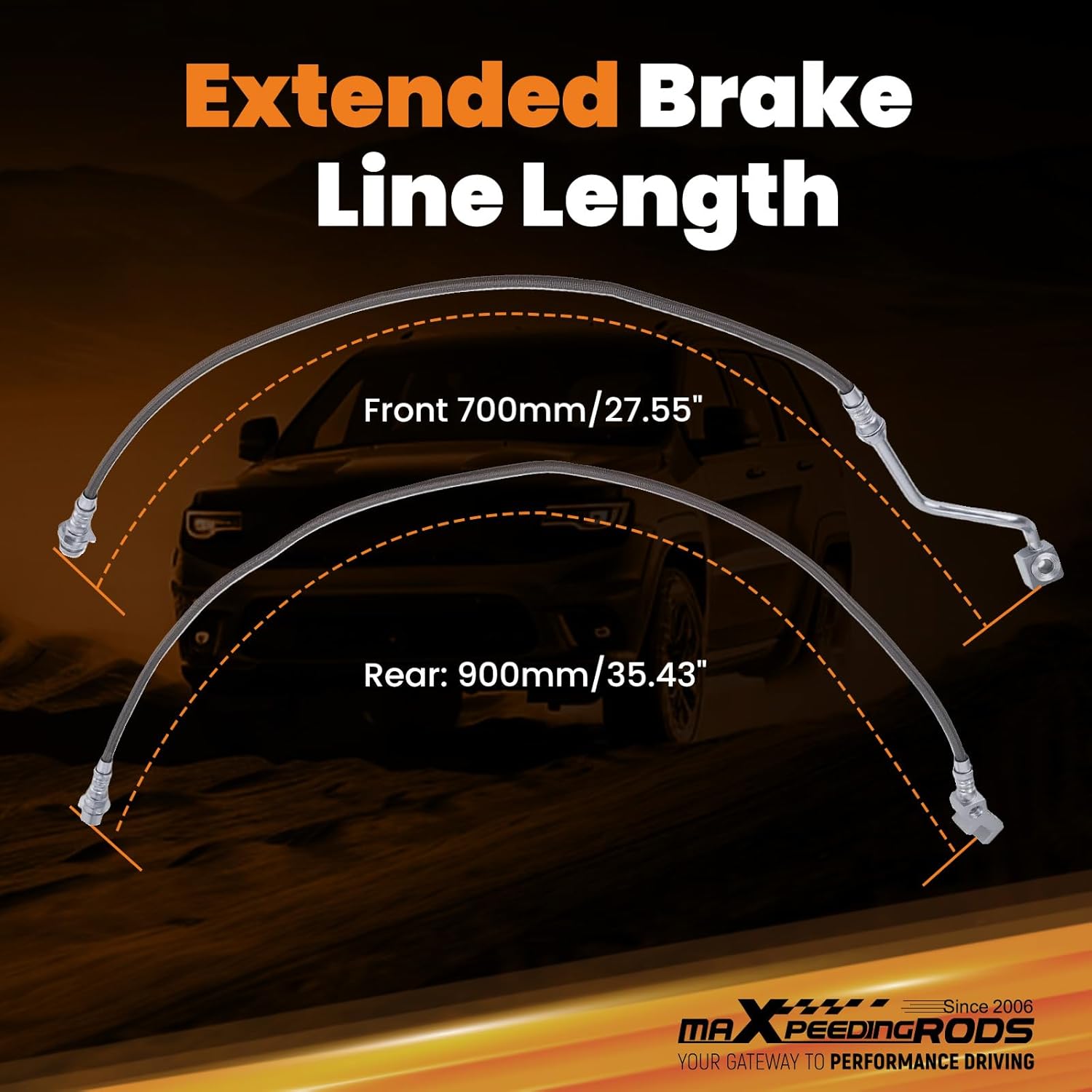 maXpeedingrods Extended Brake Lines for Ford F-250 F-350 Super Duty 4WD 1999-2004 with 4-8" Lift, Front and Rear Stainless Steel, DOT Approved