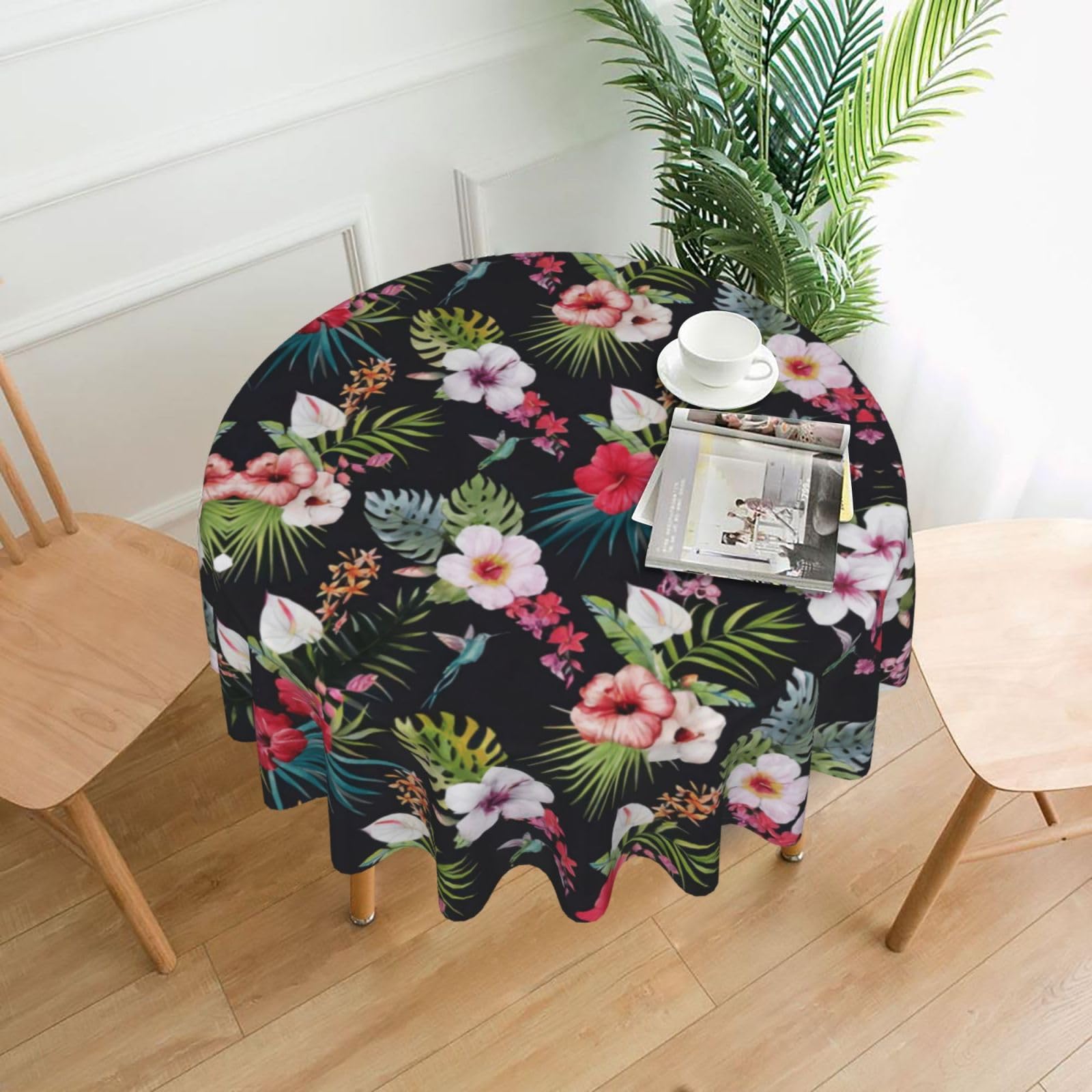 YYHWHJDE Floral Prints Round Decorative Tablecloth 60in - High-Grade Polyester Throw for Elegant Dining & Festive Gatherings