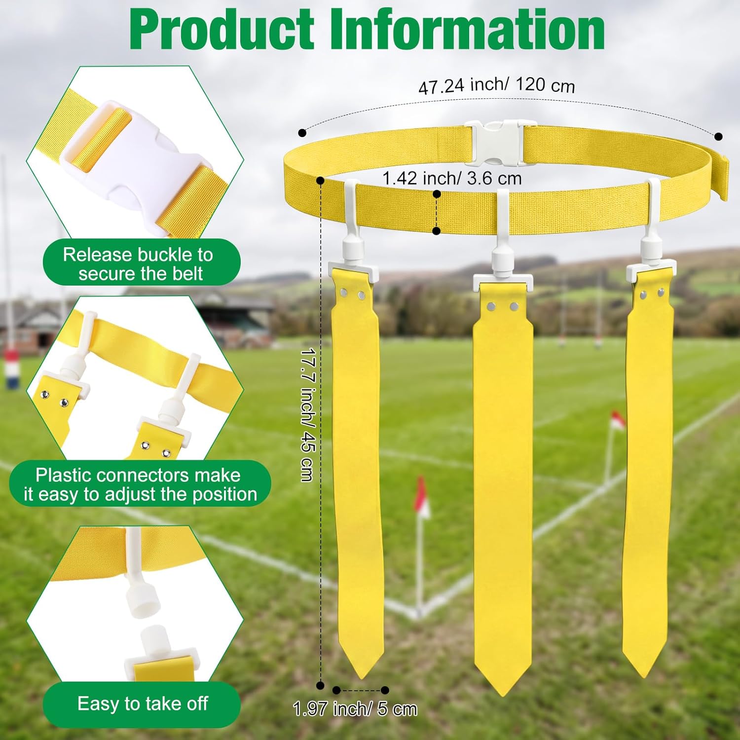 Junkin 6/8/10 Players Flag Football Sets Adjustable Football Belts and Flags for Youths Teens Kids Adults Players Sports Team