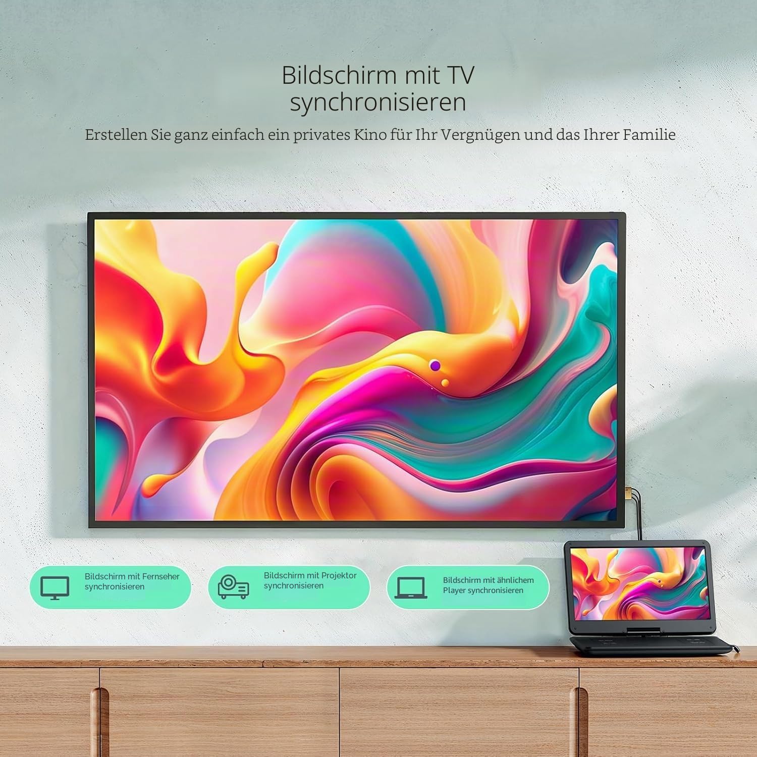 Yoton 17,5-Zoll Tragbarer DVD-Player mit 15,6-Zoll HD-Drehbildschirm, 6h Akkulaufzeit, Dualen Stereo-Lautsprechern, Regionscodefrei, SD/USB-kompatibel, TV/Beamer-Anschluss