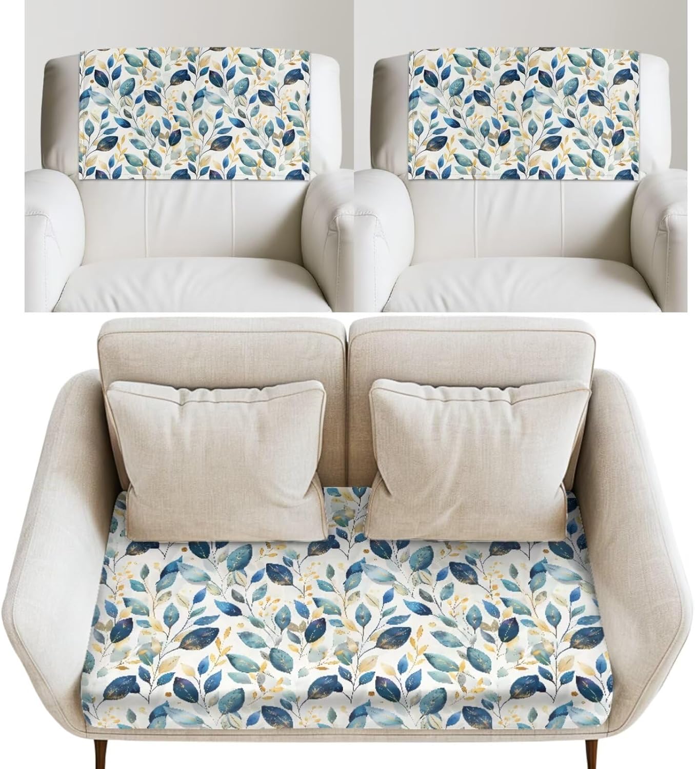 Sunflower Loveseat Covers Cushion Sofa Cover with Couch Chair Head Protector Set for Love Seat 2 Pieces Headrest Covers & Sofa Cushion Cover 3PCS