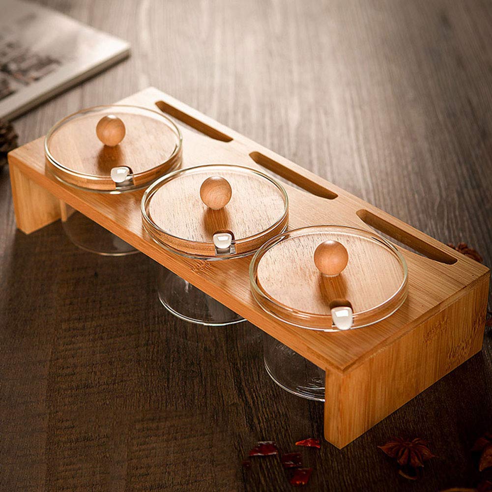 Kreative Zuckerdosen Mit Deckel Und Löffel, Glassalzkocher Zum Kochen Von Restaurants, Gewürztank Mit Holzhalter, Für Salz, Zucker Oder Kaffee, Küchenutensilien