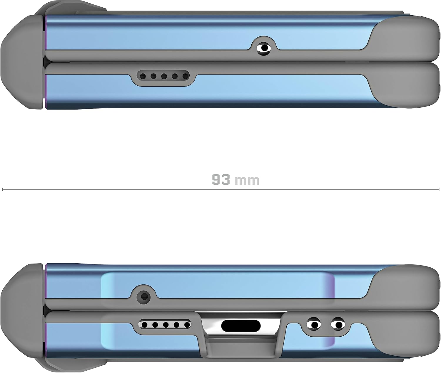 Ghostek ATOMIC slim Pixel Fold Phone Case with Clear Back and Iridescent Aluminum Bumper Heavy Duty Shock Absorbent Protective Metal Phone Covers Designed for 2023 Google Pixel Fold (7.6") (Prismatic)