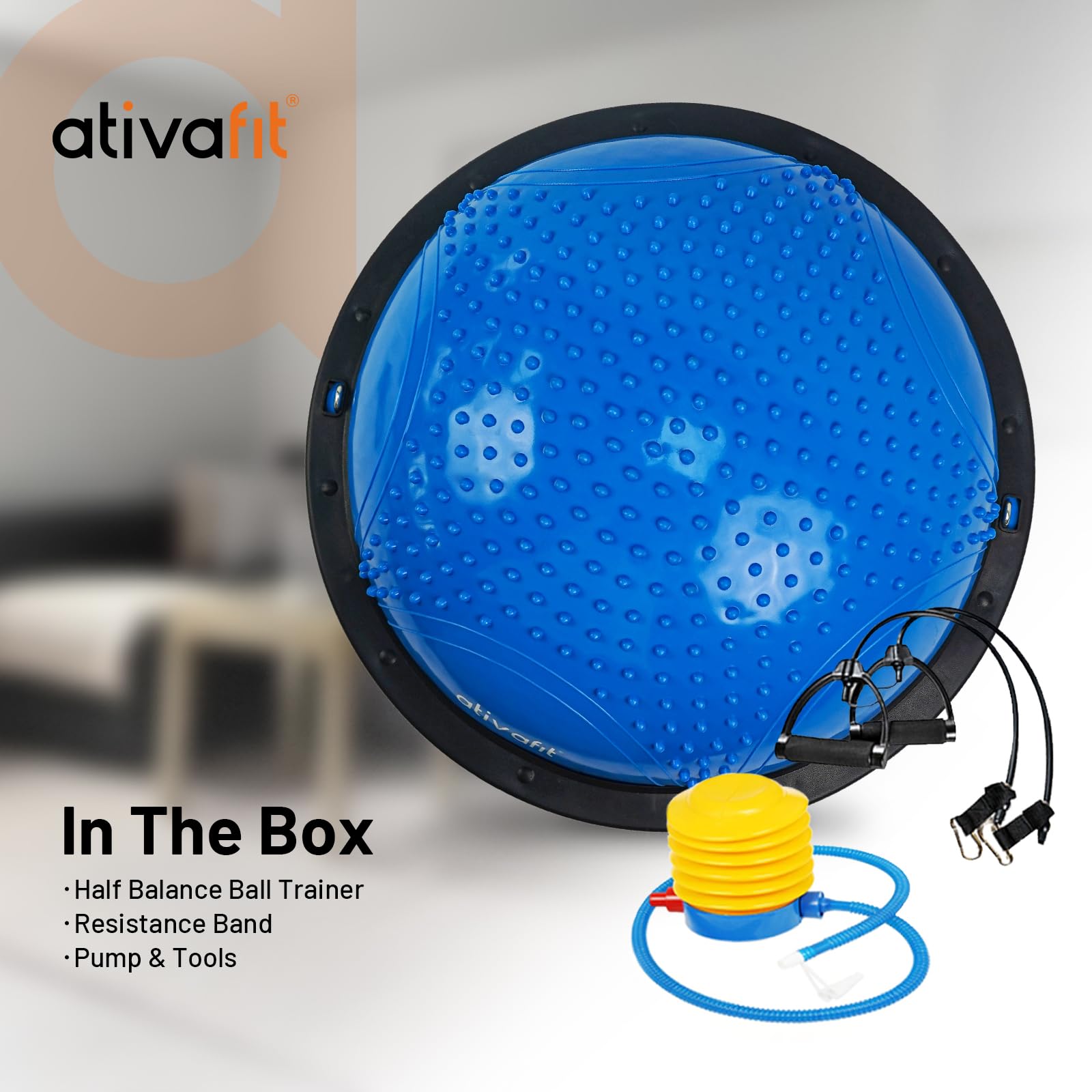 ATIVAFIT Balón Equilibrio Hedgehog hemisférico, Media Pelota de Gimnasia, Tabla Equilibrio para Suelo y pies Pelvic Masaje, Puede Usar Ambos Lados completos para Entrenamiento Equilibrio