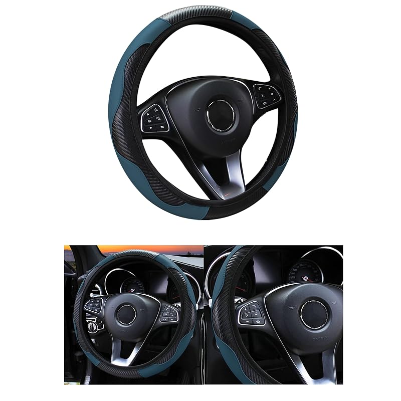 Capa para volante em couro sintético verde-escuro para volantes de 36,8–38,1 cm Couslcd
