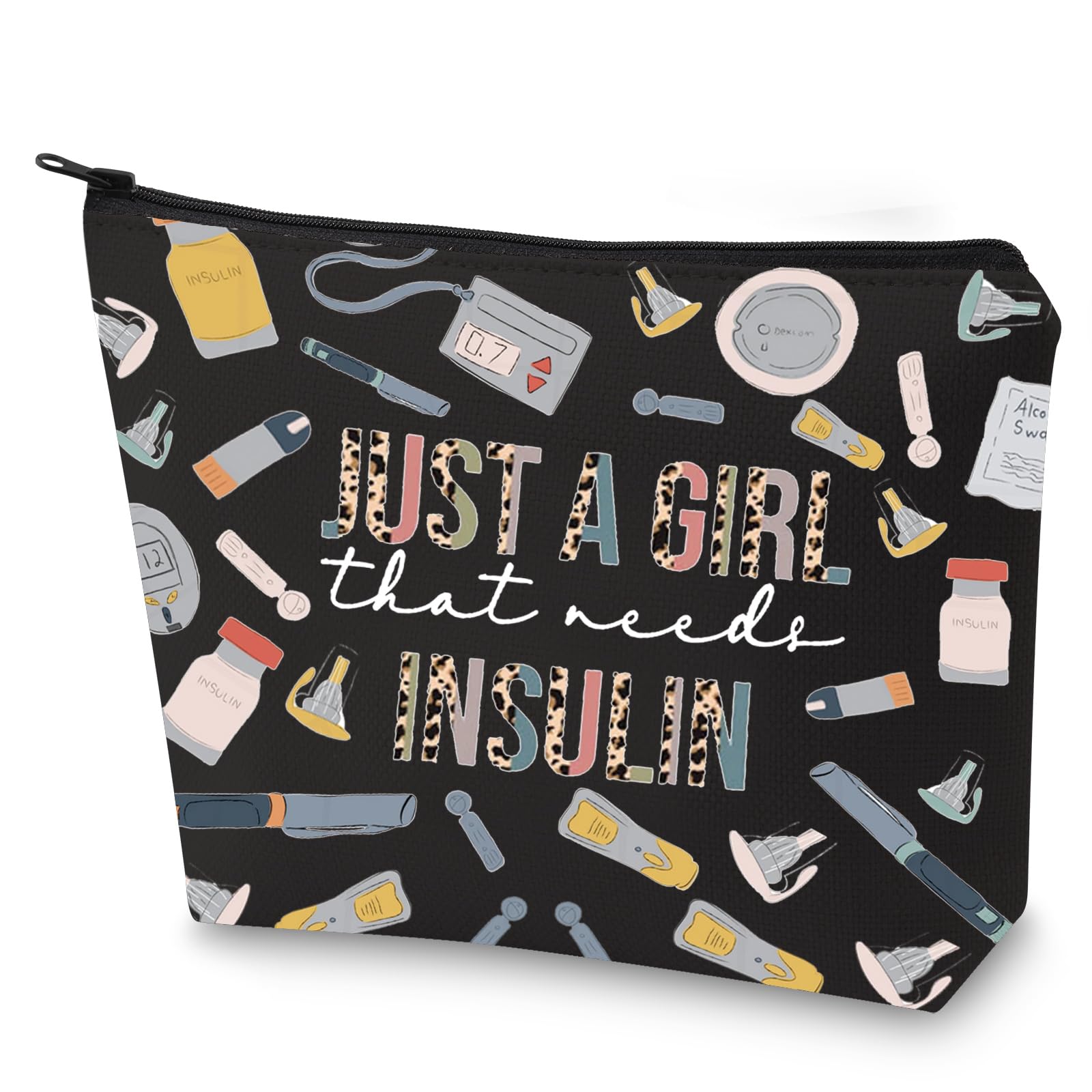 WZMPA Diabetes Insulin Makeup Bag Diabetes Awareness Gifts Just A Gil That Needs Insulin Zipper Bag Diabetic Supply Kit