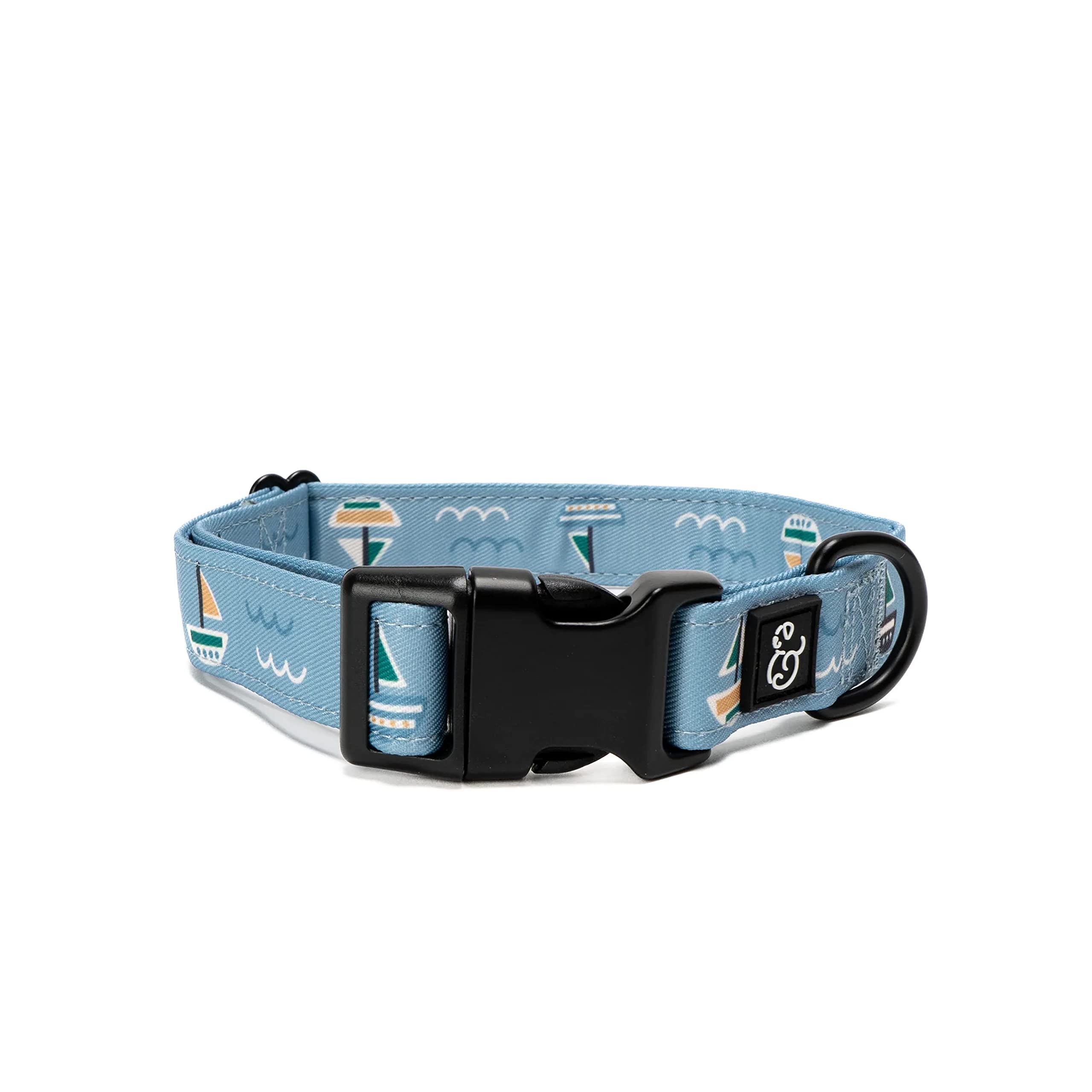 Lucy & Co. Set Sail Adjustable Dog Collar- Cute Designer Pet Collar for Small, Medium, Large Dogs- Buckle Closure Dog Accessories, Small, Blue with