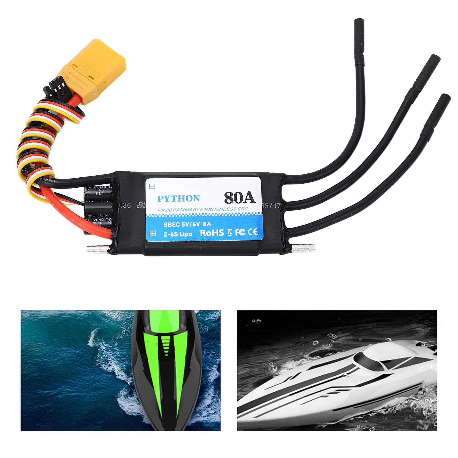 Wodoodporna łódź RC 80A ESC, Wysokowydajny Bezszczotkowy Kontroler Prędkości dla Różnych Modeli Statków RC, Komponenty Elektroniczne