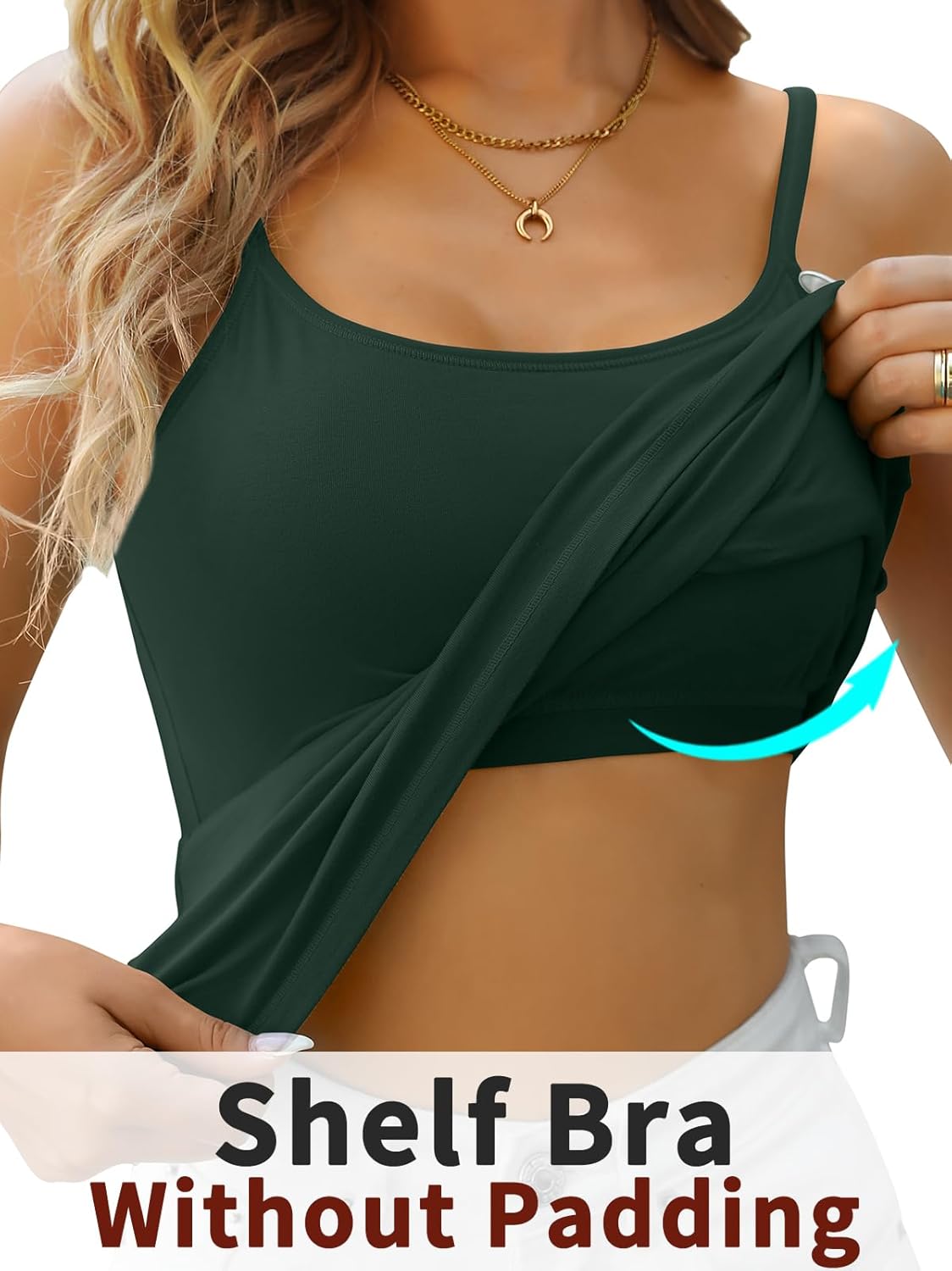 V FOR CITY Women's Shelf Bra Camisole Tops Adjustable Spaghetti Strap Cami Tank Cotton Undershirts 2 Pack - Image 4