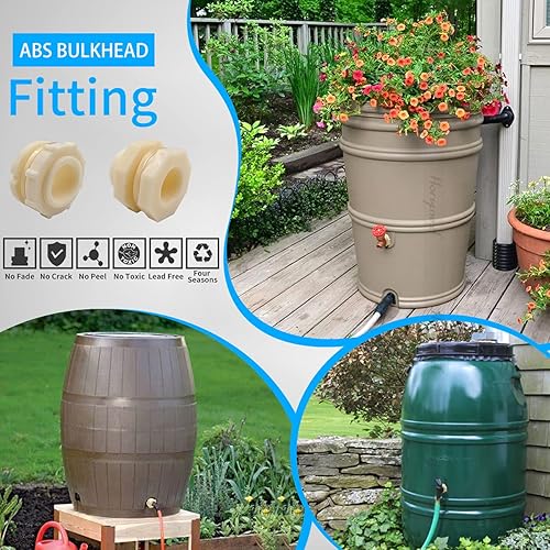 Miniatura 10 de NPT2 - Adaptador de mamparo de PVC, conector de tubo de plástico para barril de lluvia, adaptador de manguera de jardín, kit de espiga, tanque de