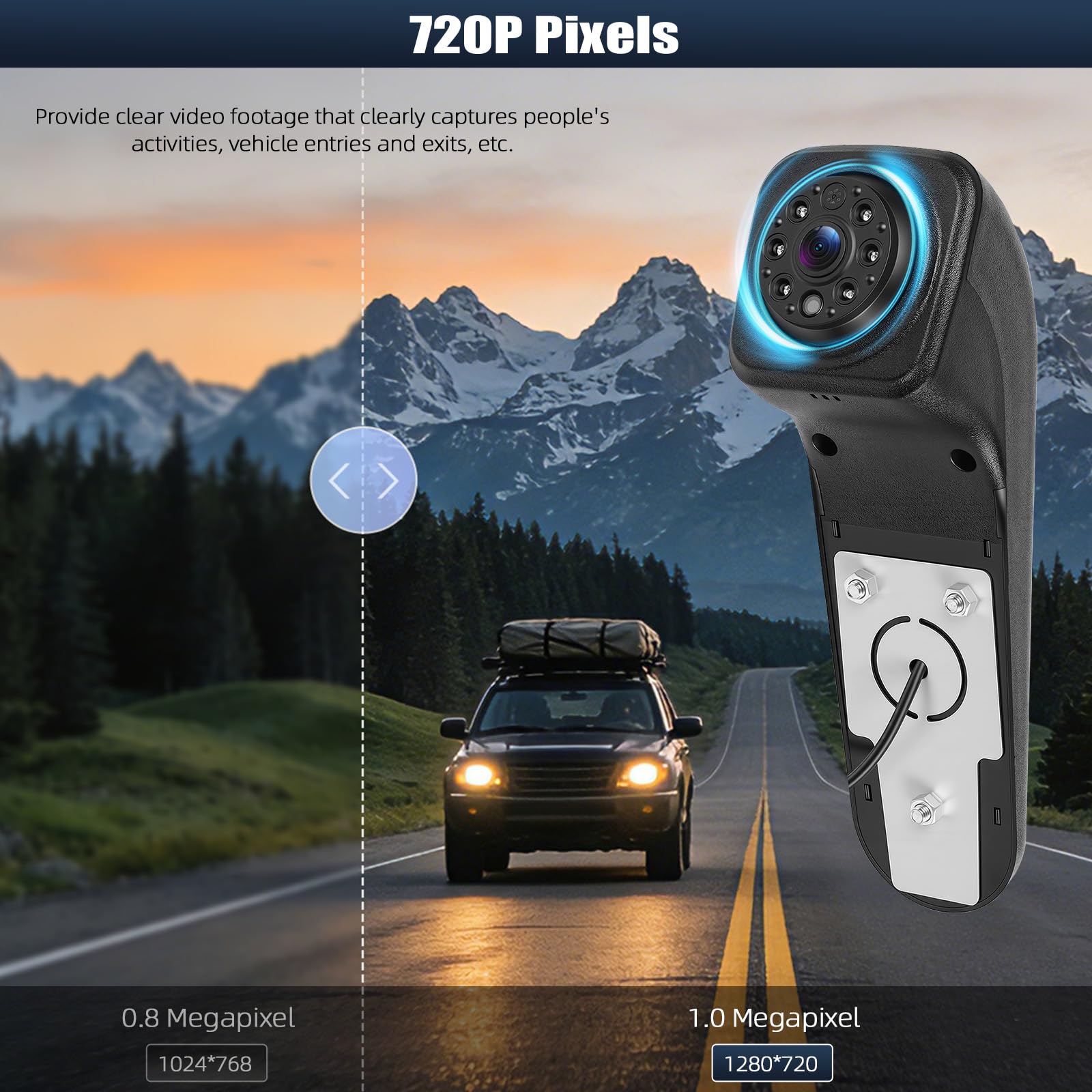 CAMECHO Visione Notturna Telecamera per Auto per VW Crafter 2017, Telecamera retrovisore con HD/CVBS - IP67, Grandangolo 140°, Linee di guida per il parcheggio