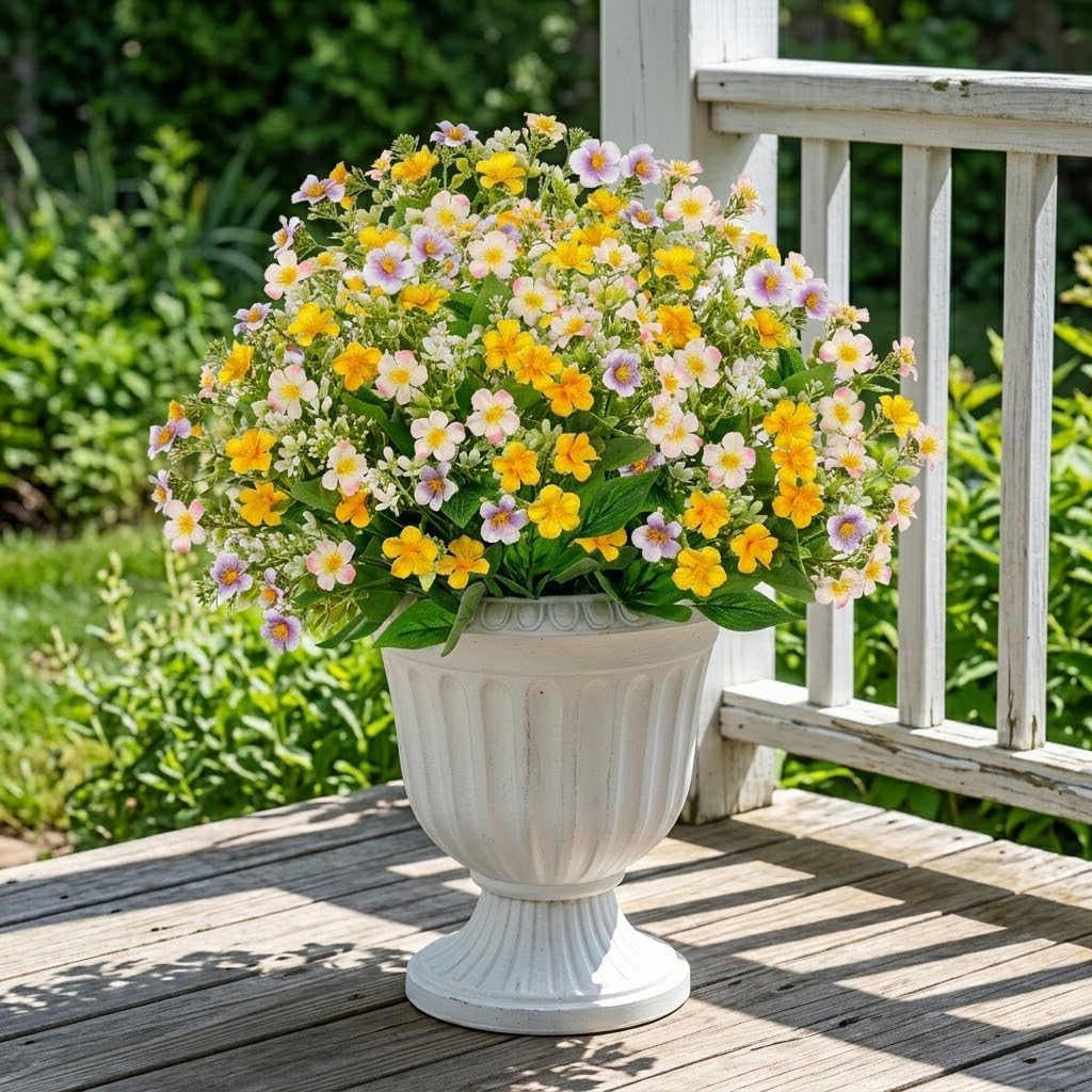 Artificial Wildflower Bouquet 36cm, Faux Daisy Flowers for Vase Decor