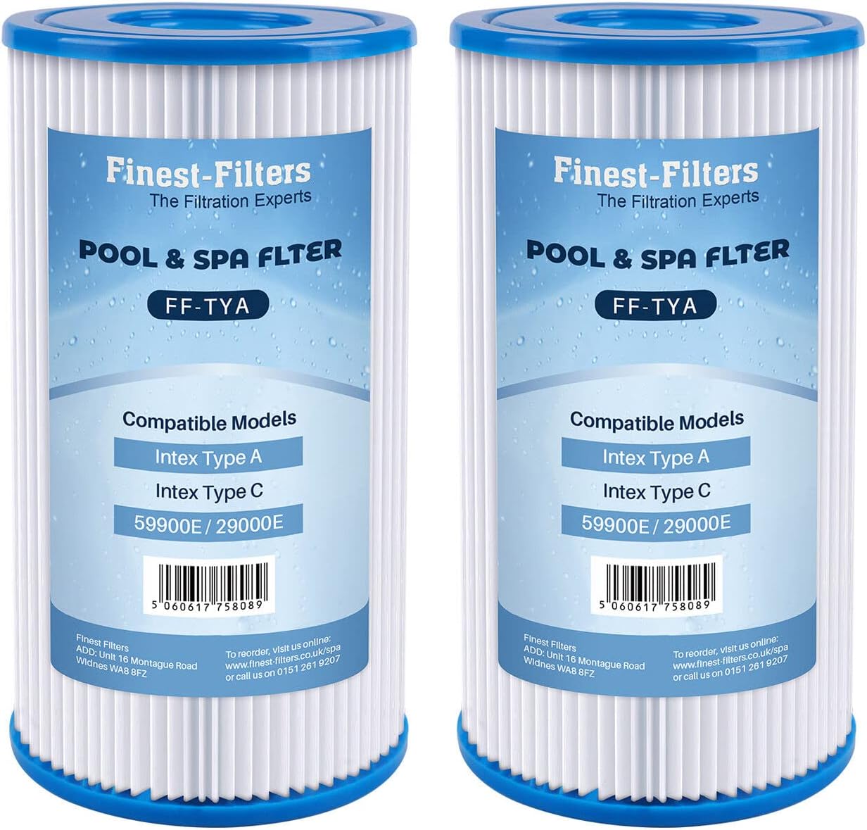 2 x Swimming Pool Pump Filter Cartridge Replacement Compatible For Bestway 3 & Intex Type A Or C Water Filters