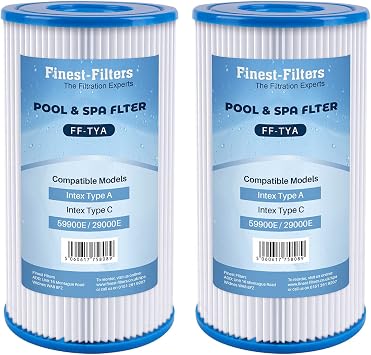 2 x Swimming Pool Pump Filter Cartridge Replacement Compatible For Bestway 3 & Intex Type A Or C Water Filters