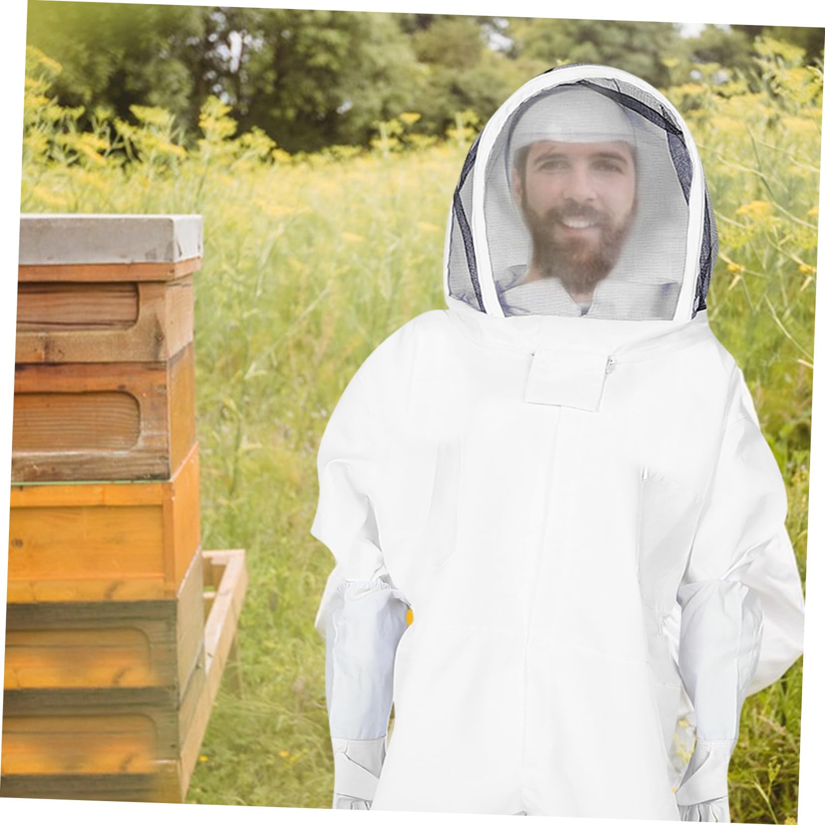 Tuta Protettiva Apicoltura Professionale in Cotone con Guanti Ventilata Traspirante per Uomo Donna Copertura Totale Pungiglione per Apicoltori Esperti Vestibilità Comoda e Facile