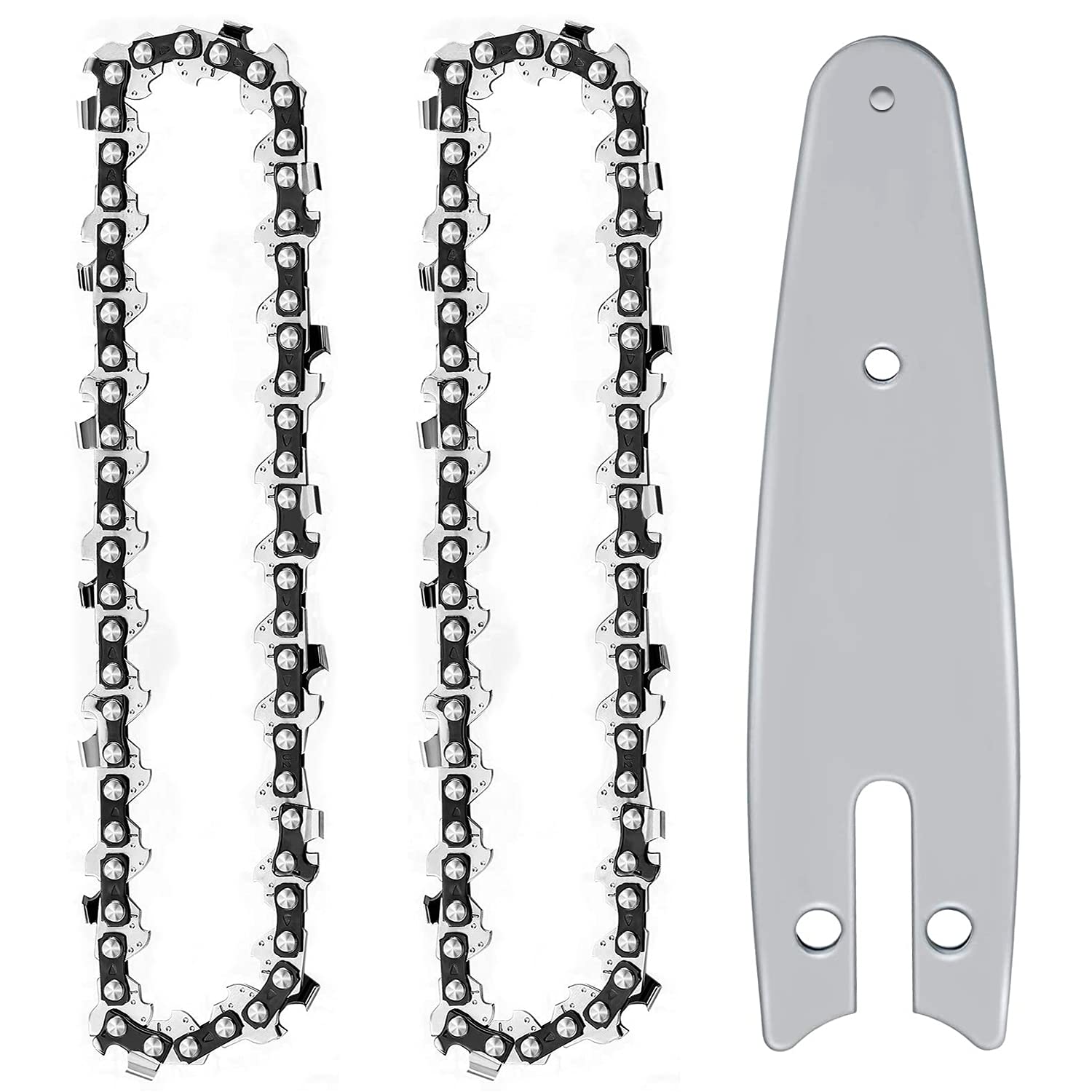 HEYPORK 4 Inch / 10 CM Chainsaw Chain 2 Pack & Chainsaw Guide Bar Kit