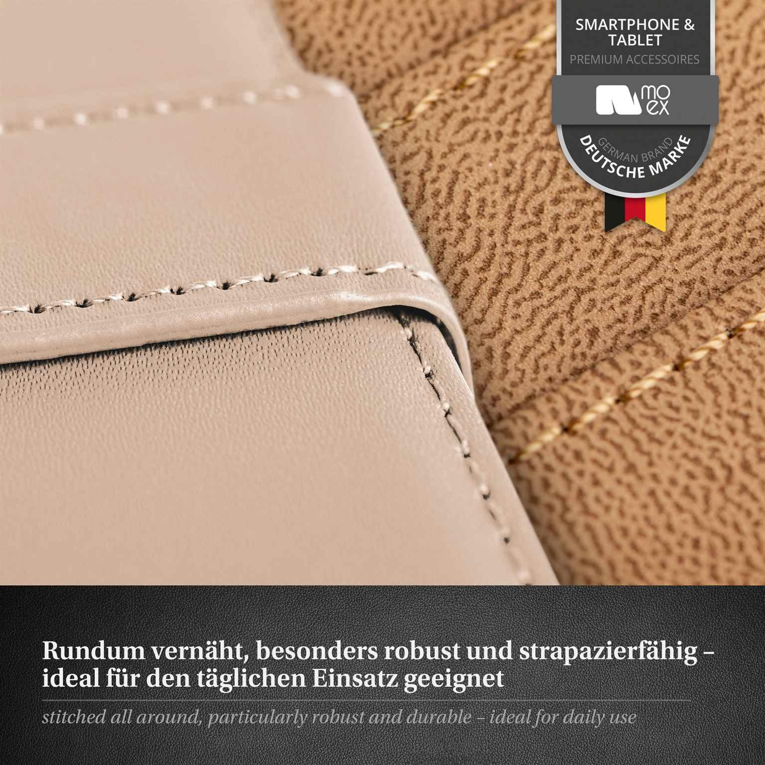moex Set 4 in 1 per iPhone 17 Pro con 3 pellicole protettive, scomparto per carte di credito, custodia a libro e pellicola FlexProtect, protezione completa a 360°, tortora