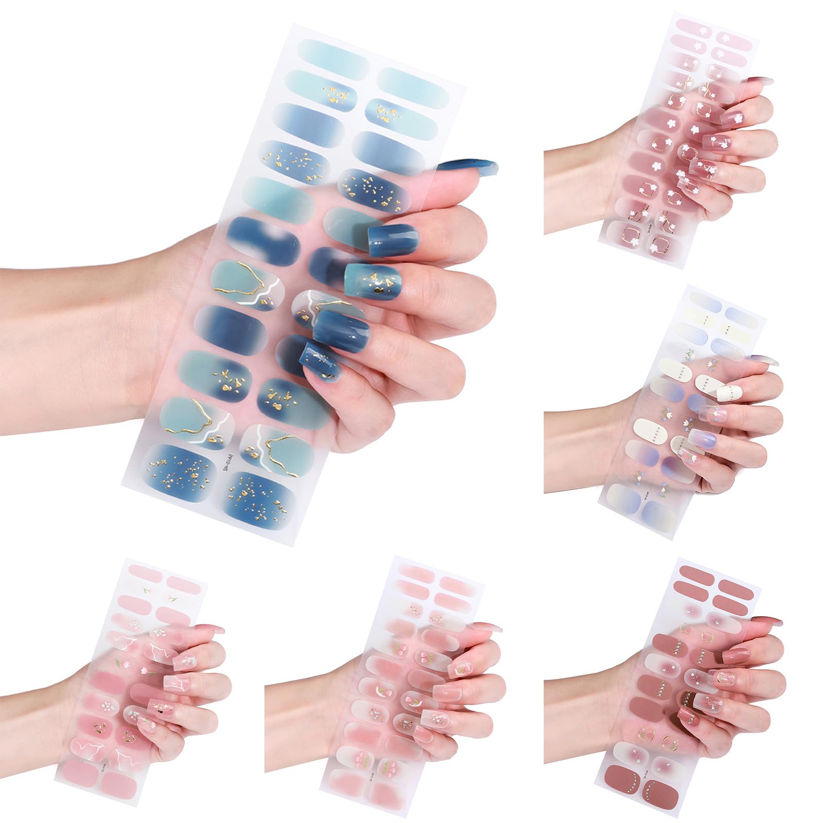 22Pcs Wraps Women Polish Strips Adhesive Polish Sticker Gel Strips Fingernail Manicure Stickers