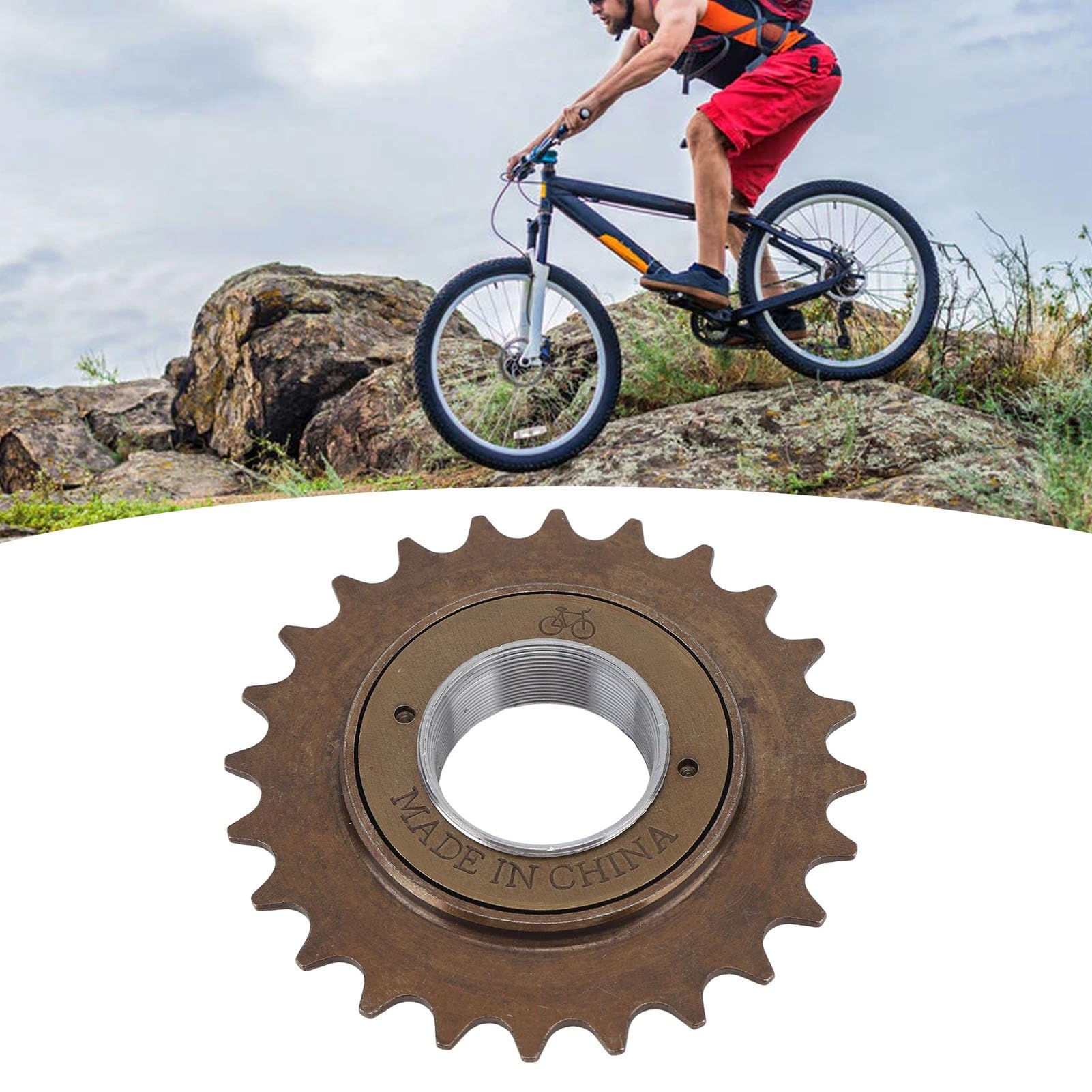 BuyWeek Ruota Libera per Bici, 24 Denti Pignone in Acciaio Ruota Dentata a velocità Singola Accessorio di Ricambio per Bicicletta
