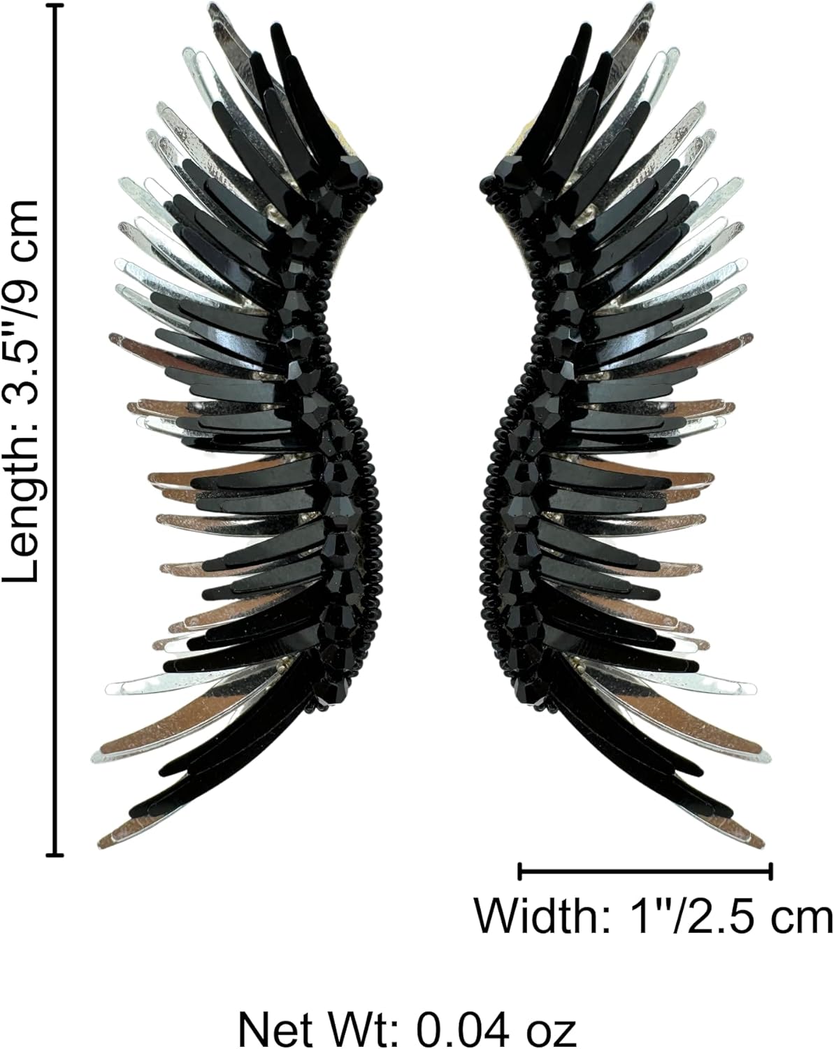 Unique Large Wing earrings, gold wings, metallic beaded prom earrings, butterfly earring, Statement angel wings, bridal earrings, Limited Edition