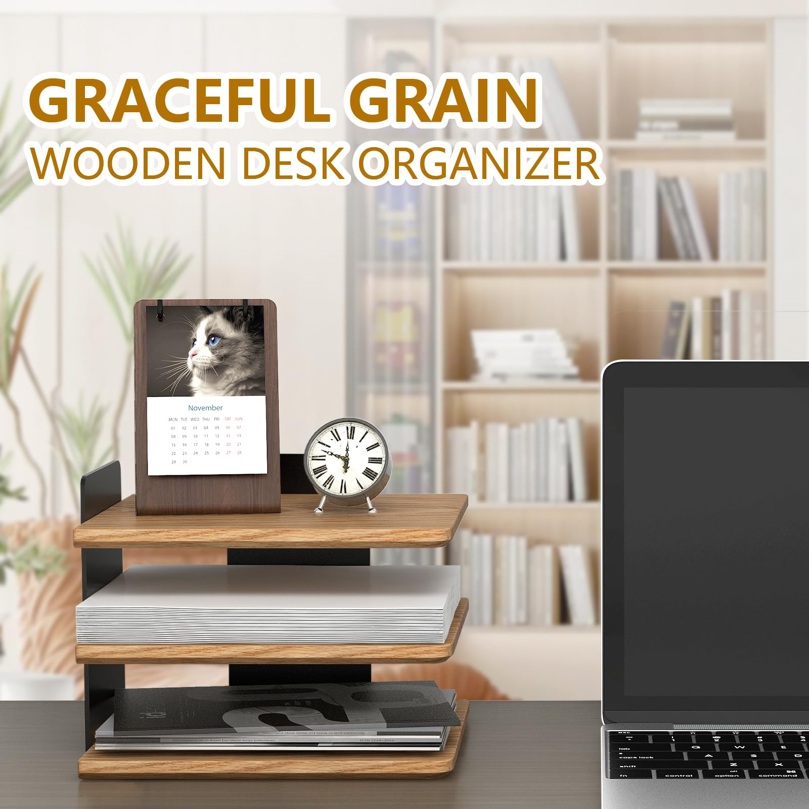 Snapklik.com : YUMORE Wooden Desk Organizer - 3 Tier Paper Tray For A4 ...