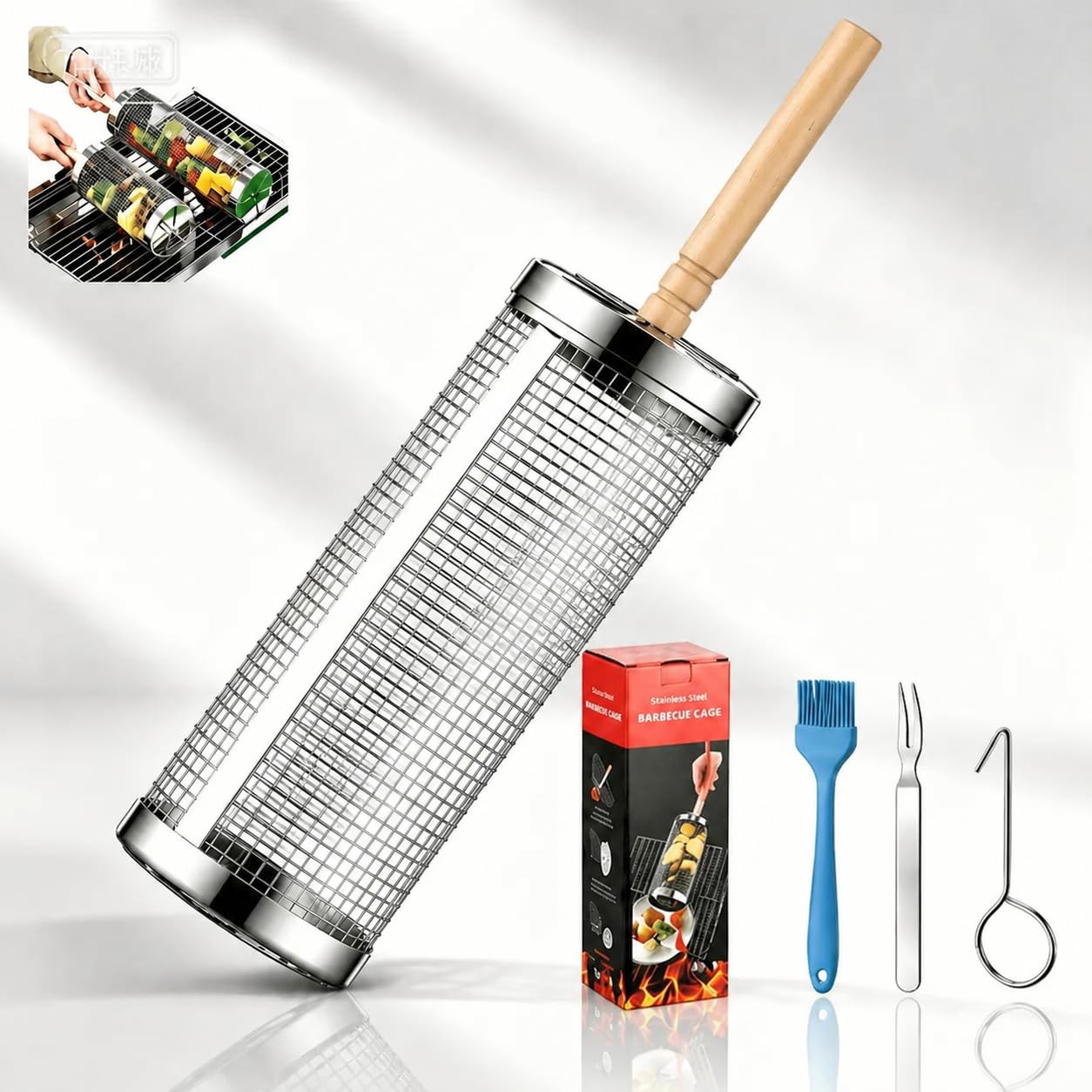 ZJEEACO BBQ Gifts for Men, Vegetable Grill Basket, from Son Daughter, Cooking Camping Accessories Gift, Barbecue Gadgets Presents for Him Dad Grandad Husband Christmas, 304 Stainless Steel