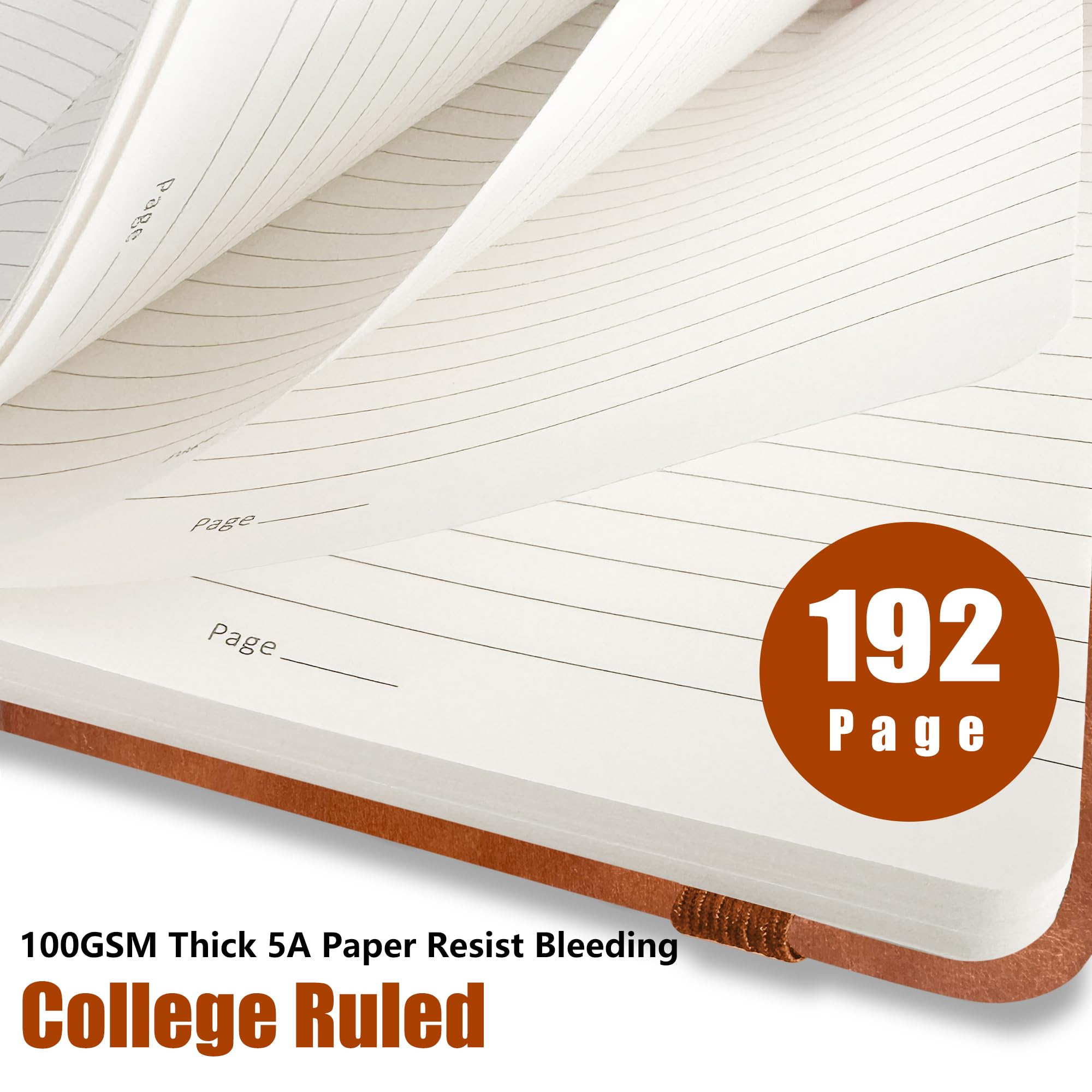 Liniertes Tagebuch, A5, 192 Seiten, 100 g/m² dickes Papier, Hardcover, Leder, College, liniert, zum Schreiben, für Männer und Frauen, Tagebuch, Alltag, Arbeit, Büro, Zuhause, Schule, Geschäft (braun)