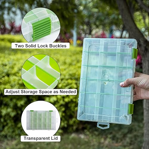 Miniatura 5 de Goture 4 cajas de aparejos de 3600 unidades, caja de aparejos de plástico, caja organizadora de almacenamiento de pesca de plástico con divisores