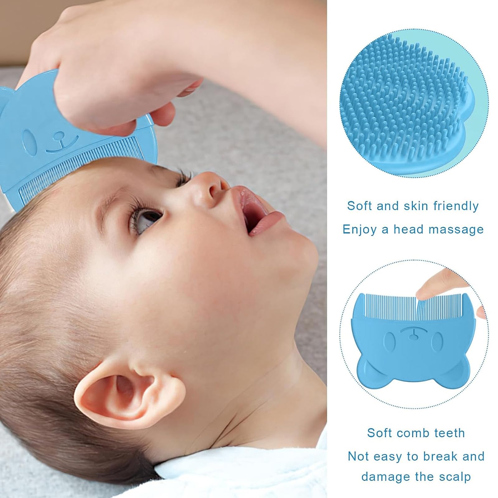 2 Pezzi Pettine Neonato,Pettine Crosta Lattea,Spazzola e Pettine Neonato,Pazzola per Bambini In Silicone Adatto Per Il Massaggio Del Cuoio Capelluto Del Neonato