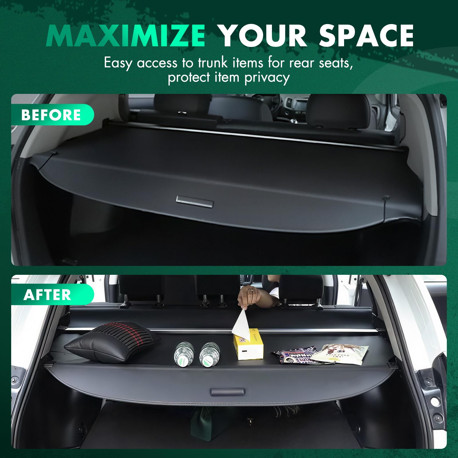 SCITOO Cubierta de carga 2019-2020 para Jeep Wrangler 2018-2023, apta para Jeep Wrangler 2.0L 2020-2023, compatible con Jeep Wrangler, cubierta trasera retráctil mejorada con aluminio PVC y plástico