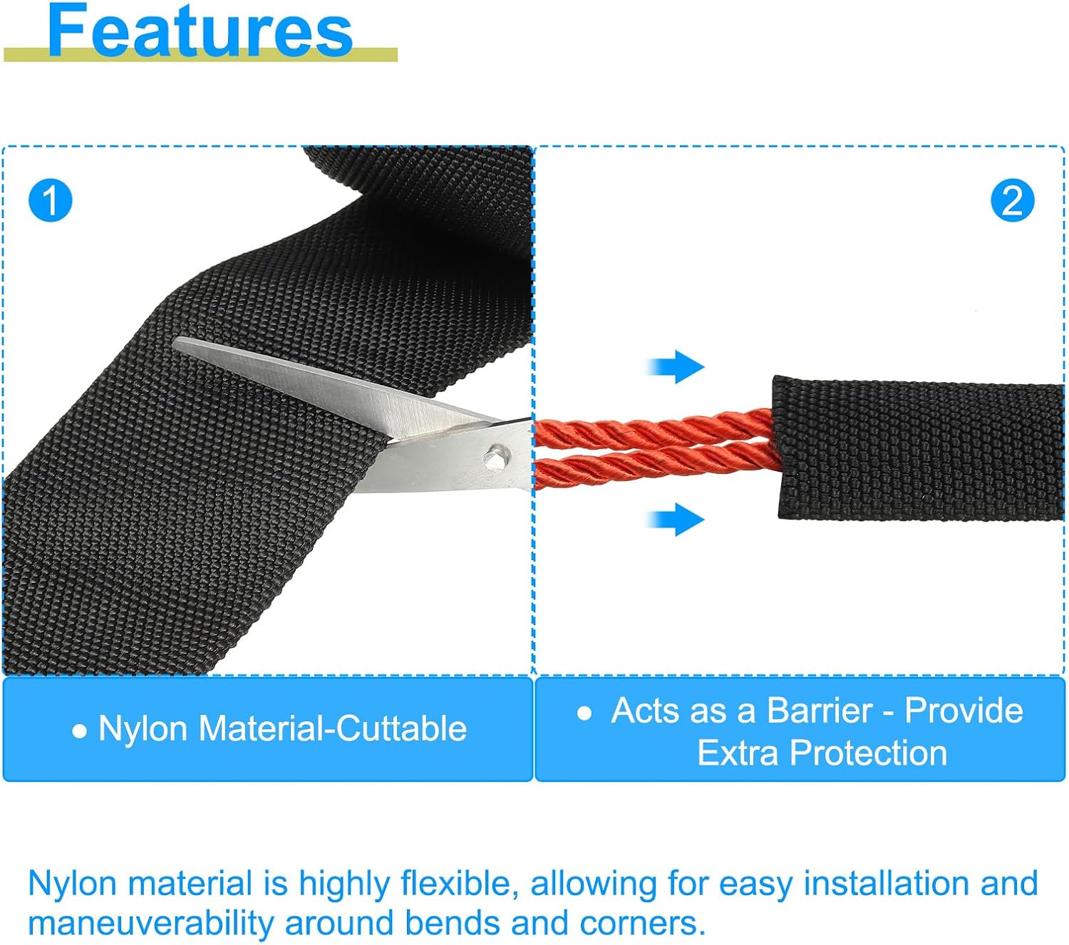 PATIKIL 1.5" Dia 10FT Nylon Protective Hose Sleeve, Cable Cover Sheath Protection for Welding Tig Torch Hydraulic Hose, Black