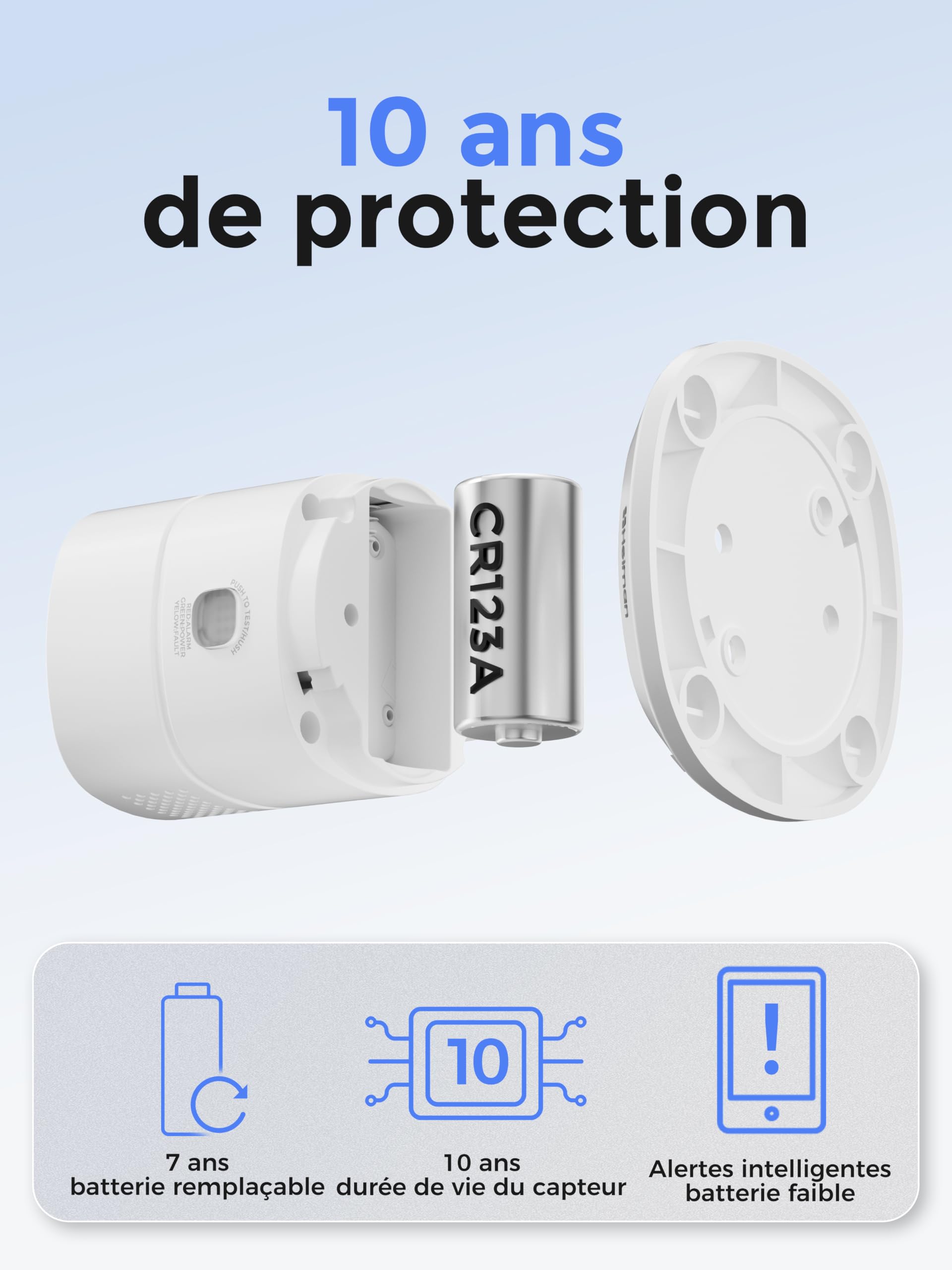 Heiman Mini Zigbee Détecteur Monoxyde Carbone Pile 7 Ans, HS1CA-E Plus