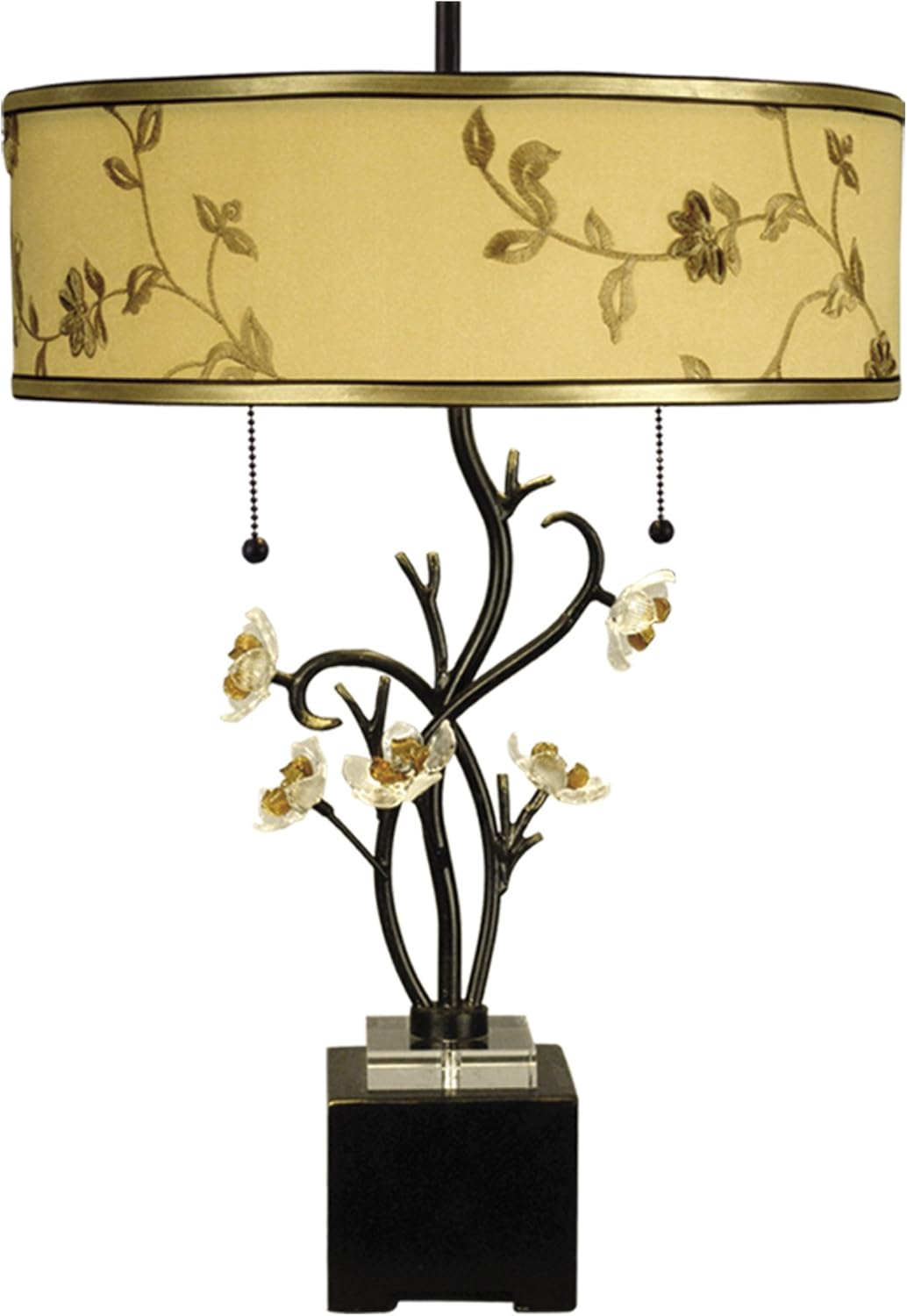 Dale Tiffany PT10128 Sara Bay Table Lamp, Antique Bronze and Fabric Shade