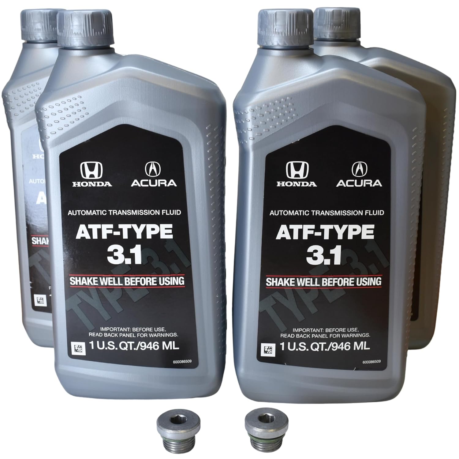 Honda ATF-Type 3.1 08268-P99-4EDAD(x4 Quarts) + ATF Screw Plug 06237-5J4-010(x2), 9-Speed Transmission, Fluid Drain and Fill Kit