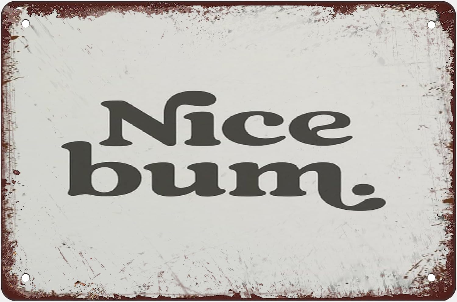 Nice Bum Cheeky Bat Retro Metal Tin Sign Poster Plaque for Garage Bar Courtyard Club Farm Bathroom Wall Decor 8x12Inch