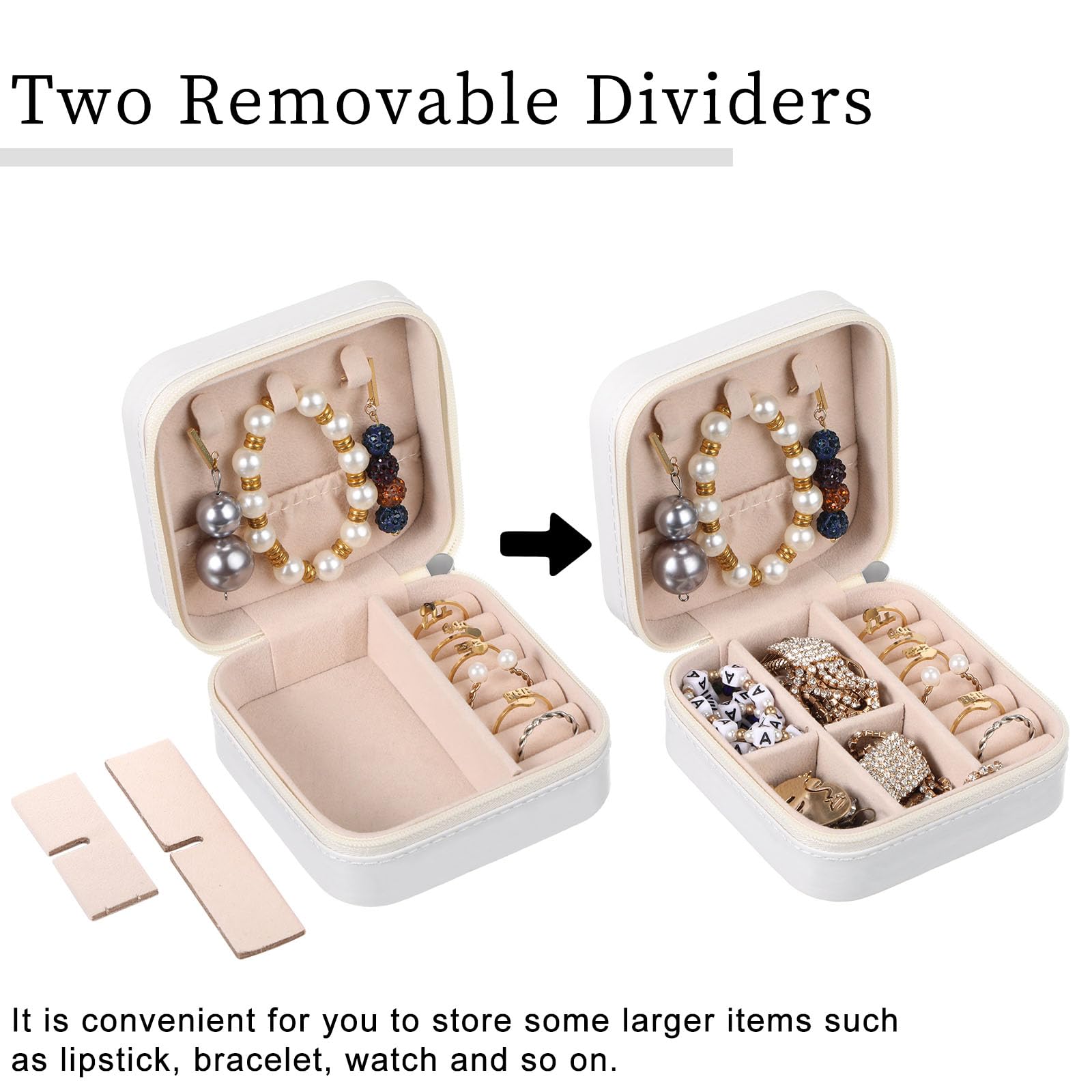 Canlierr Petites boîtes à bijoux de voyage en cuir synthétique pour femmes et filles, boîtes cadeaux portables pour bagues (blanc, 24 pièces)