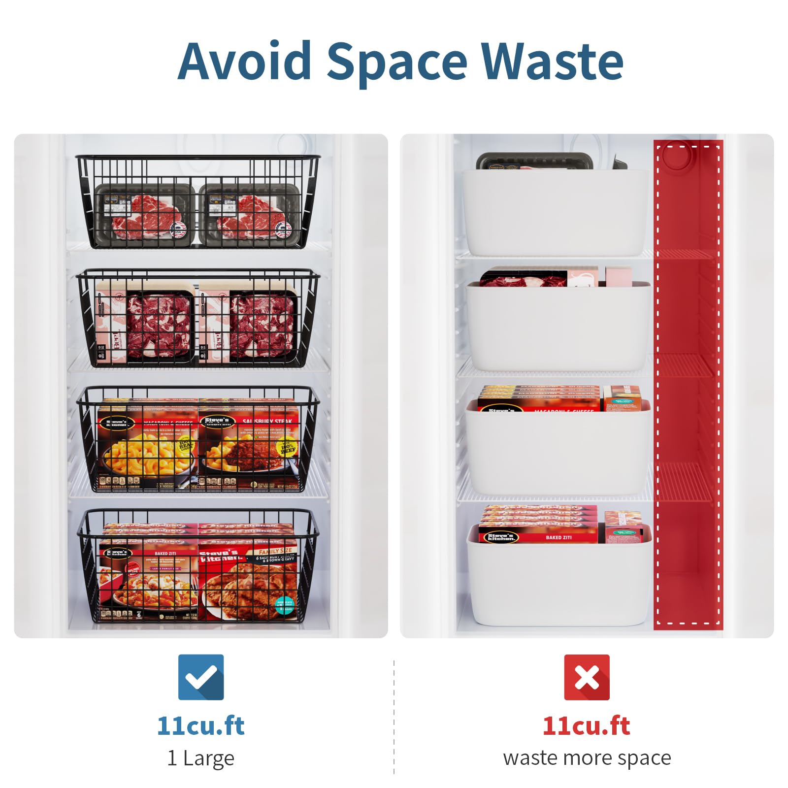Snapklik.com : iSPECLE 6 Pack Large Freezer Organizer Bins For 11 Cu.ft ...