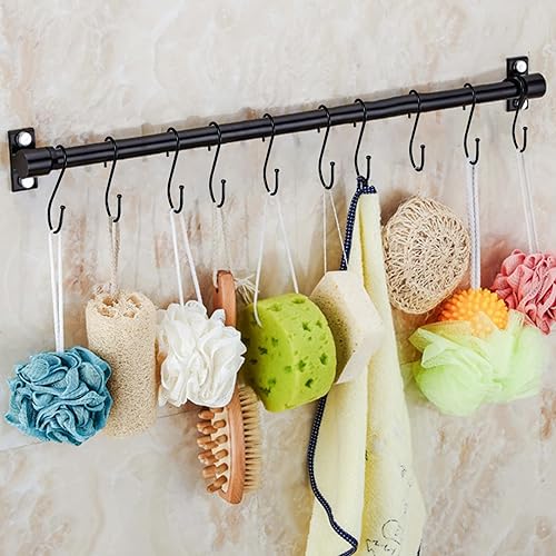 Miniatura 6 de Ganchos negros de metal resistente en forma de S  Paquete de 10 ganchos para colgar ropa o ollas de cocina, armario, jeans, bolsas, utilidad, tazas,