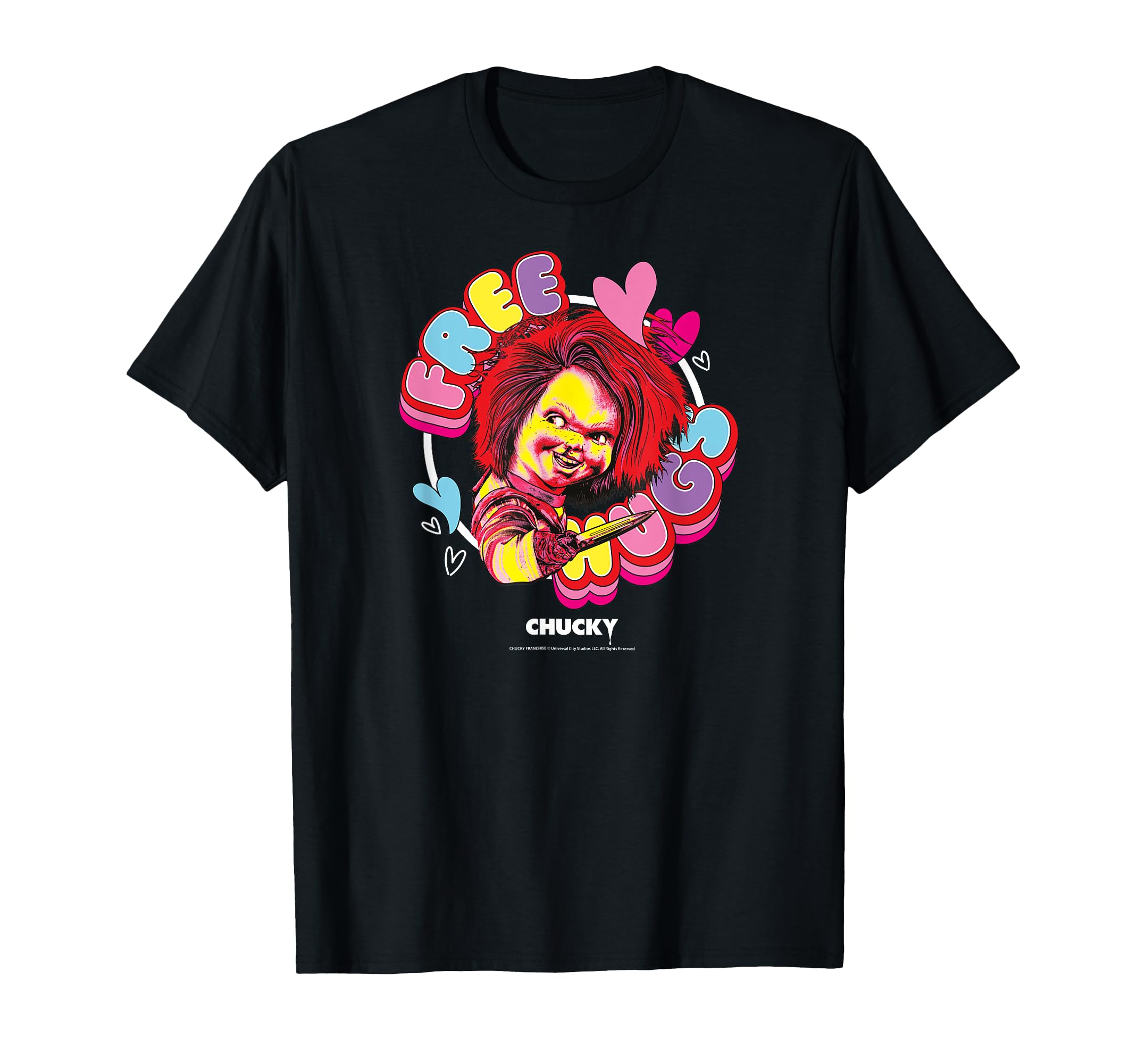 Amazon | Chucky Free Hugs Stick Tシャツ | Tシャツ・カットソー 通販