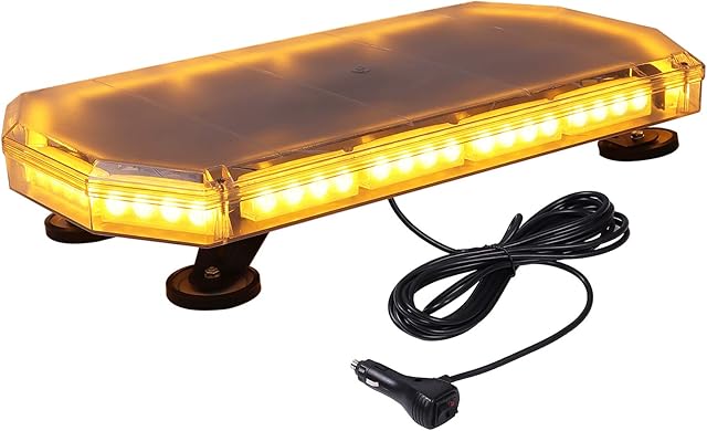Justech 56LEDs Car Emergency Warning Light 16 Flash Modes Recovery Strobe Light Bar Amber Hazard Flashing Beacon Waterproof with Digital Display Control Switch for 12V 24V Car Vehicle Truck Trailer